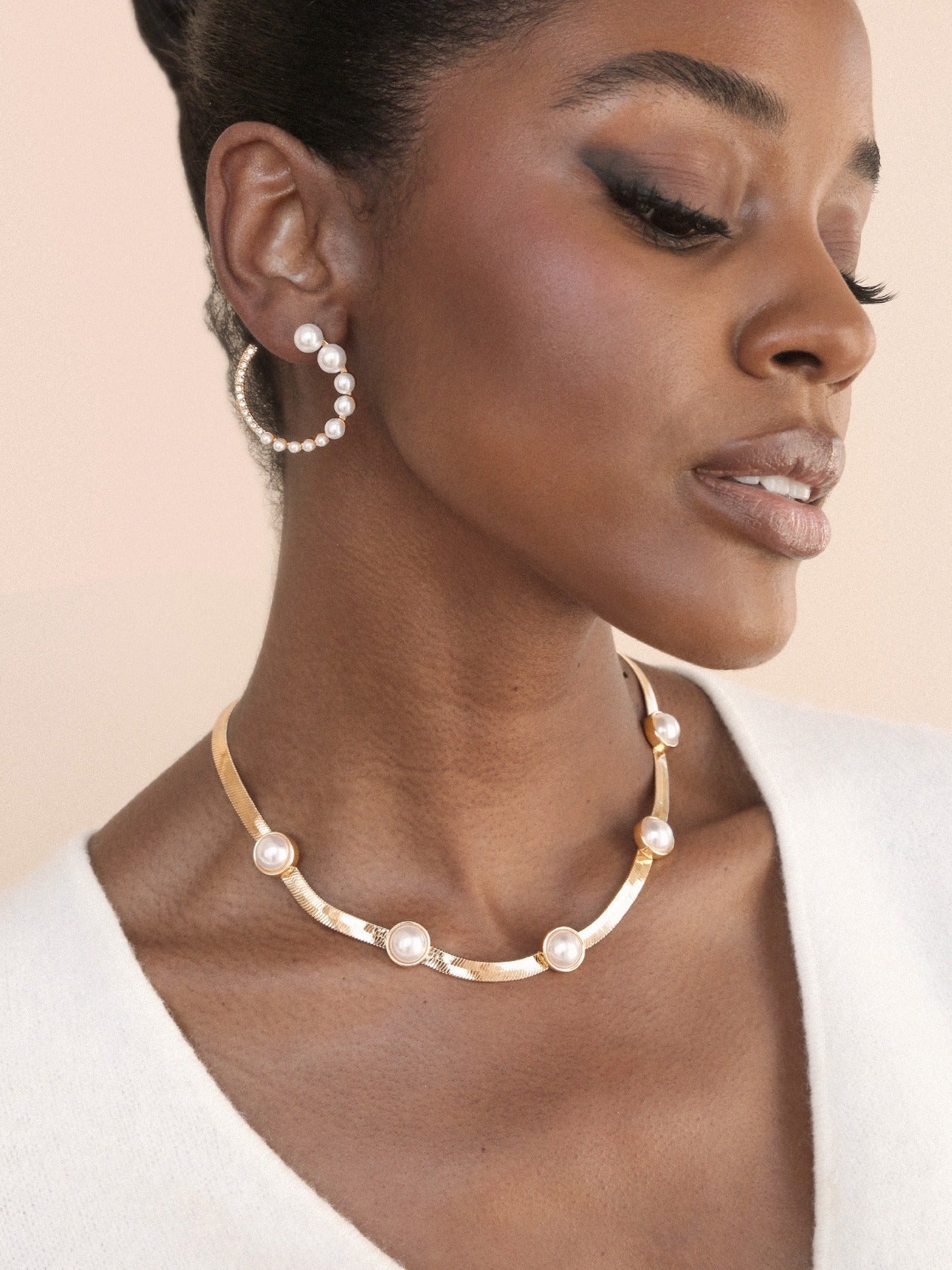 Elegant Pearl and Crystal Open Circle Earrings for Women - Fashion Statement Jewelry for Parties, Weddings & Everyday Wear