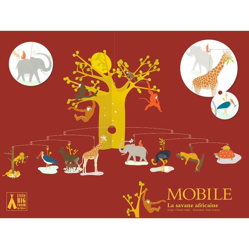 African Savannah Animal Mobile - Handmade Nursery Decor for Baby Cribs & Playrooms - Perfect for Jungle Theme Bedrooms & Baby Showers