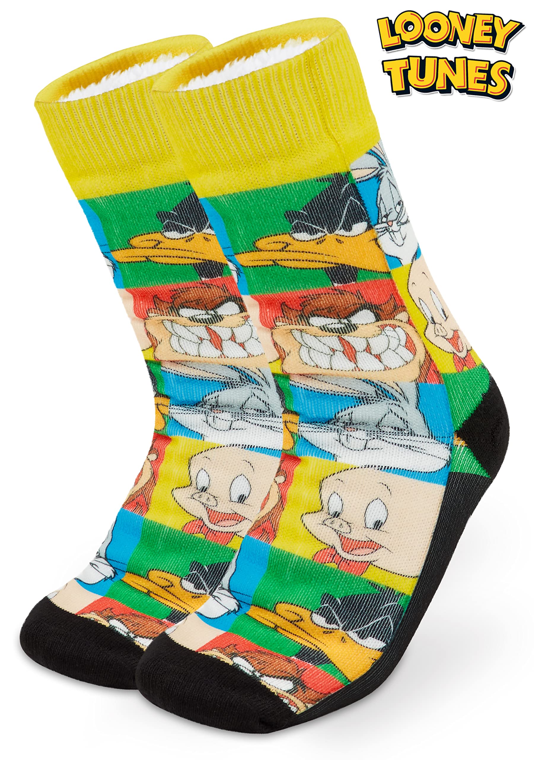 Looney Tunes Space Jam Men's Slipper Socks - Warm Non-Slip Fuzzy House Socks for Winter - Perfect Gift for Dad, Husband & Basketball Fans - Cozy Home & Lounge Wear