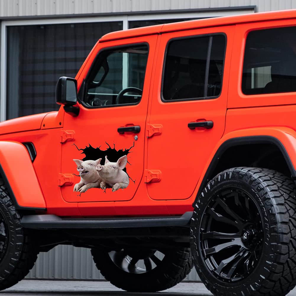 Eforcase 4-Piece 3D Animal Crack Car Stickers - Funny Pigling Vinyl Window Decals, Transparent Car Clings for Vehicles | Perfect for Car Windows, Trucks, SUVs & Personalizing Your Ride