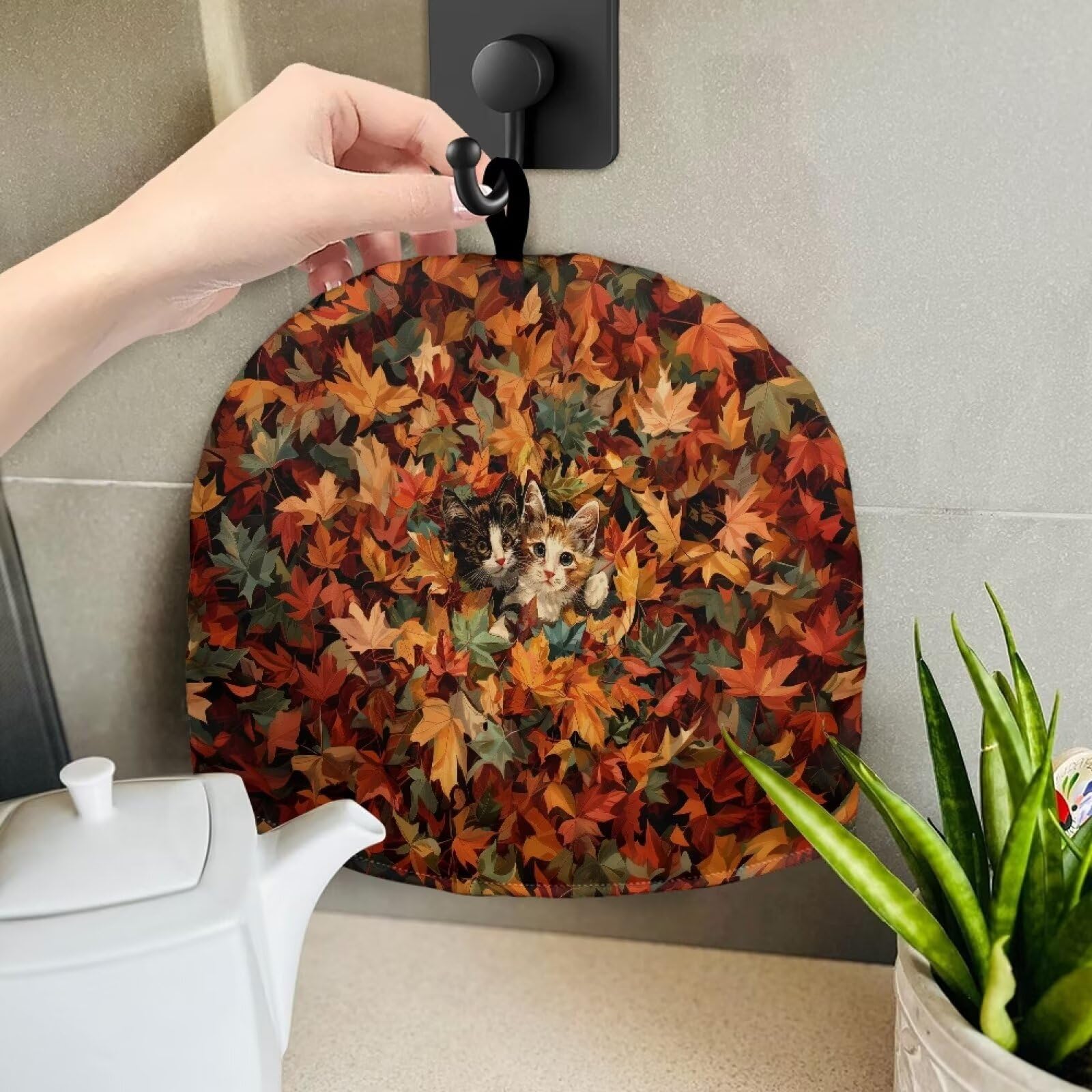 Insulated Tea Cozy for Teapots - Thick Heat-Resistant Tea Pot Warmer Cover with Maple Leaf & Kitty Design - Perfect for Home, Hotel & Table Decor - Keep Your Tea Warm for Hours