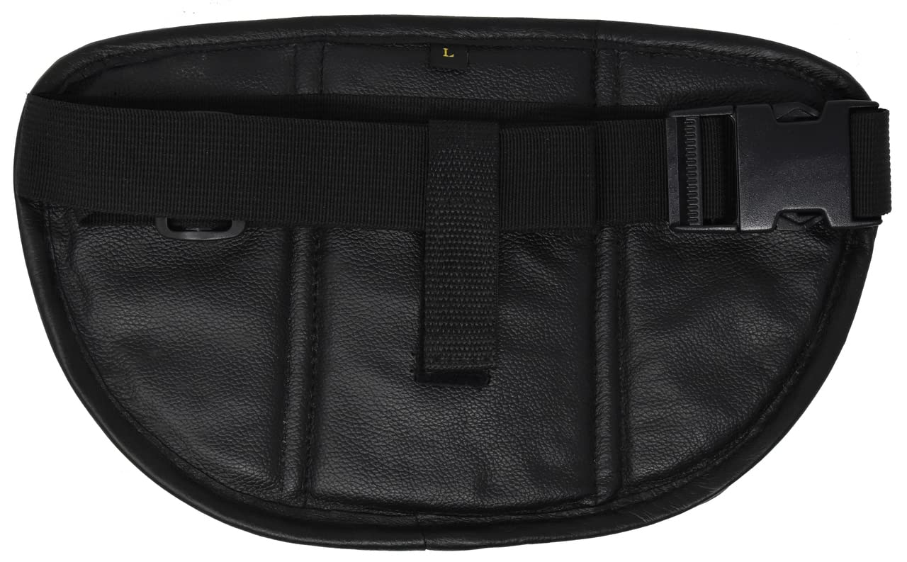 Garrison Grip 4-Compartment Black Leather Waist Fanny Pack with Locking Zipper - Secure Travel Belt Bag for Phone, Wallet & Essentials - Perfect for Hiking, Concerts & Daily Use