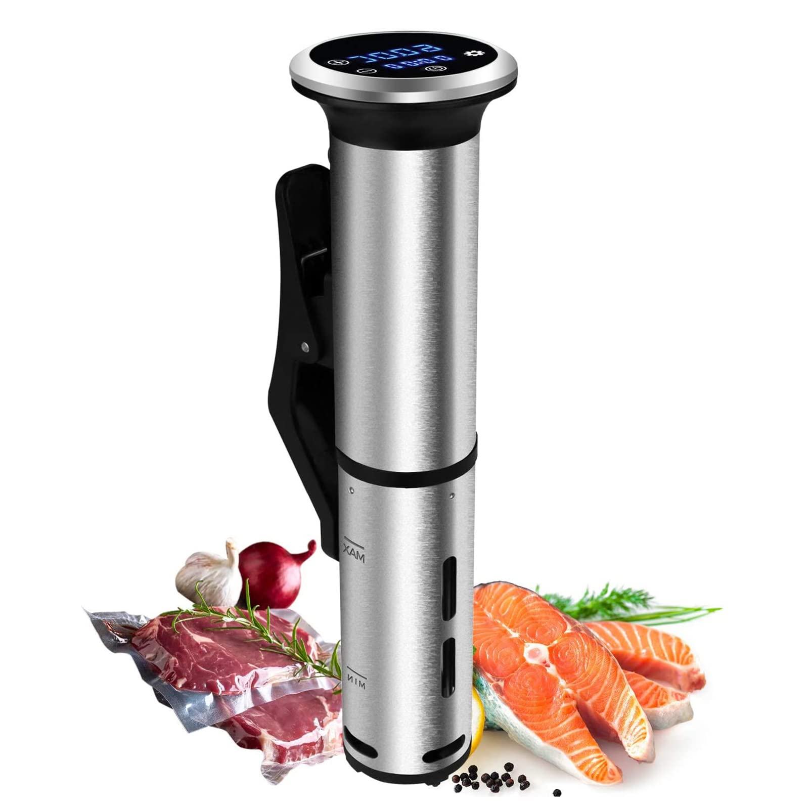 Precision Sous Vide Cooker 1200W - Immersion Circulator with Digital Timer & Adjustable Clamp - Accurate Temperature Control - Ultra Quiet Stainless Steel Design - Perfect for Steak, Chicken, Fish & Vegetables Cooking at Home or Restaurant