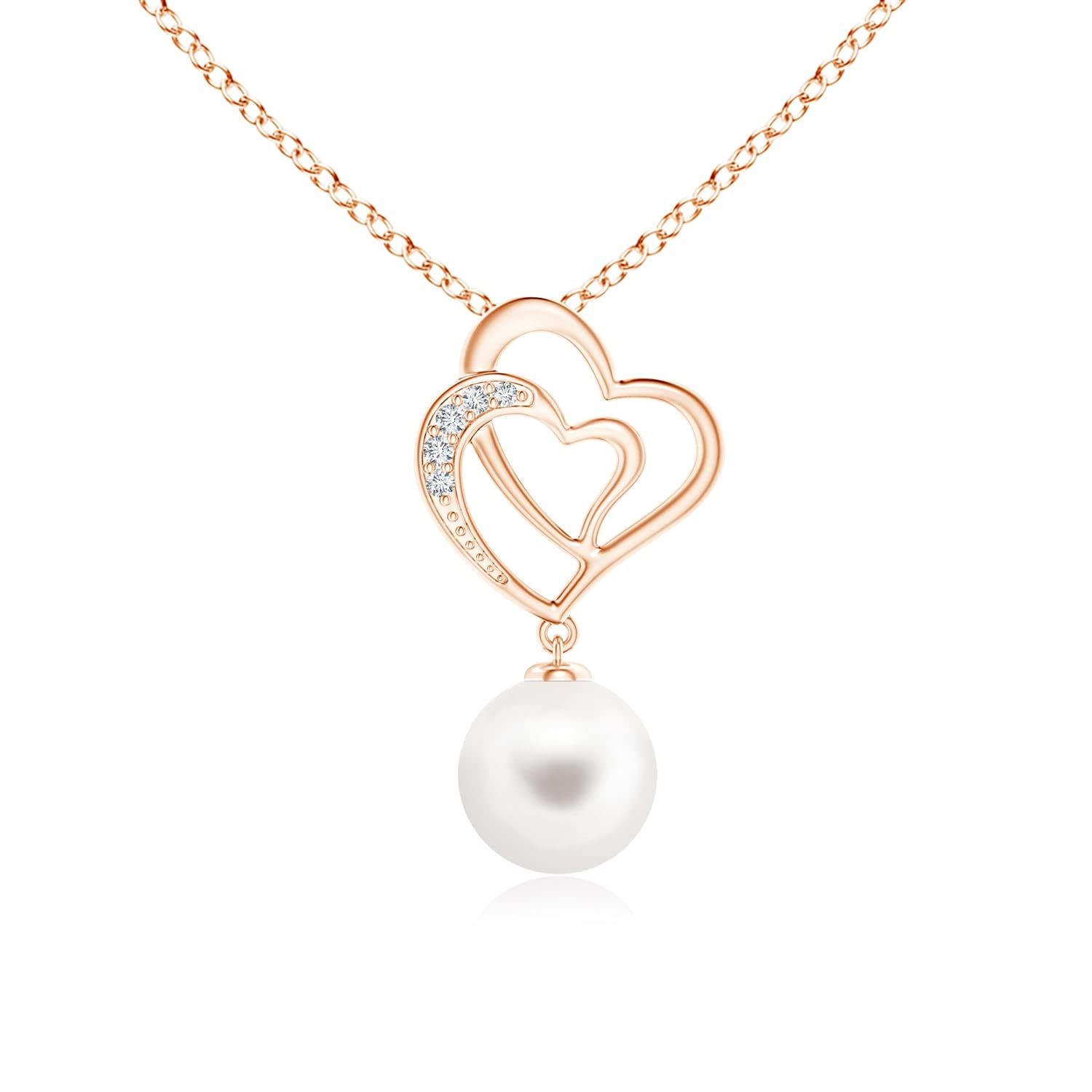 8mm Freshwater Cultured Pearl Heart Pendant Necklace - June Birthstone Gift for Women, Elegant Jewelry for Anniversary, Wedding & Special Occasions