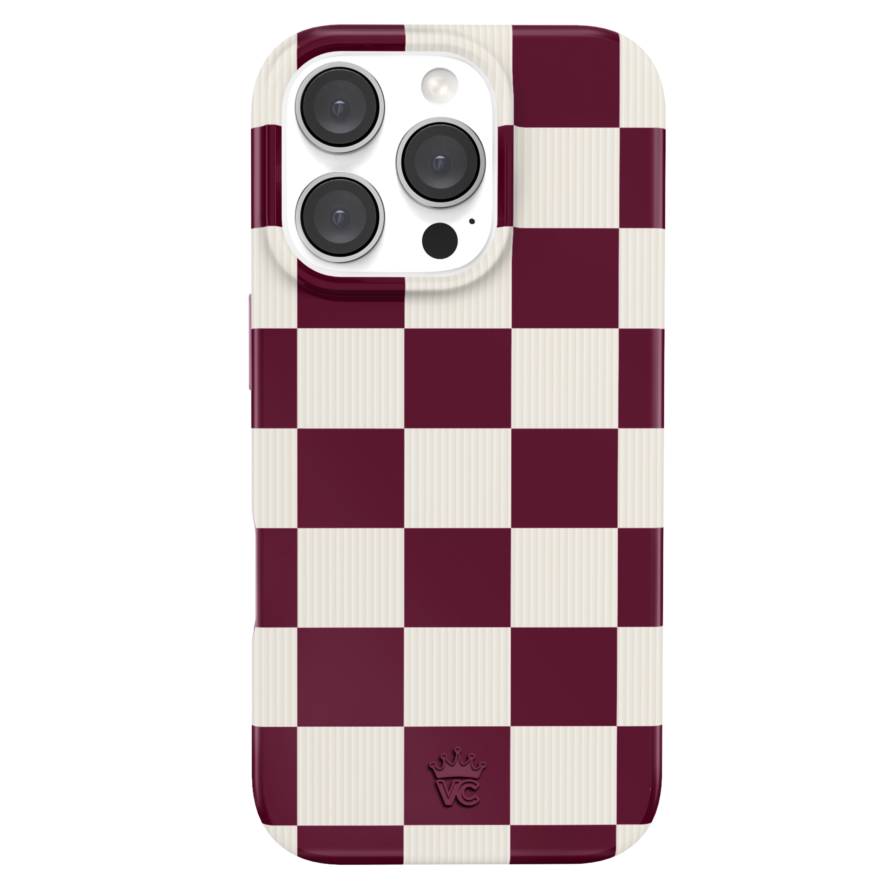 Burgundy Vibe Check iPhone Case - Shockproof Protective Cover for iPhone 13/14/15 Pro Max - Stylish Slim Design with Grip - Perfect for Daily Use, Travel & Outdoor Activities