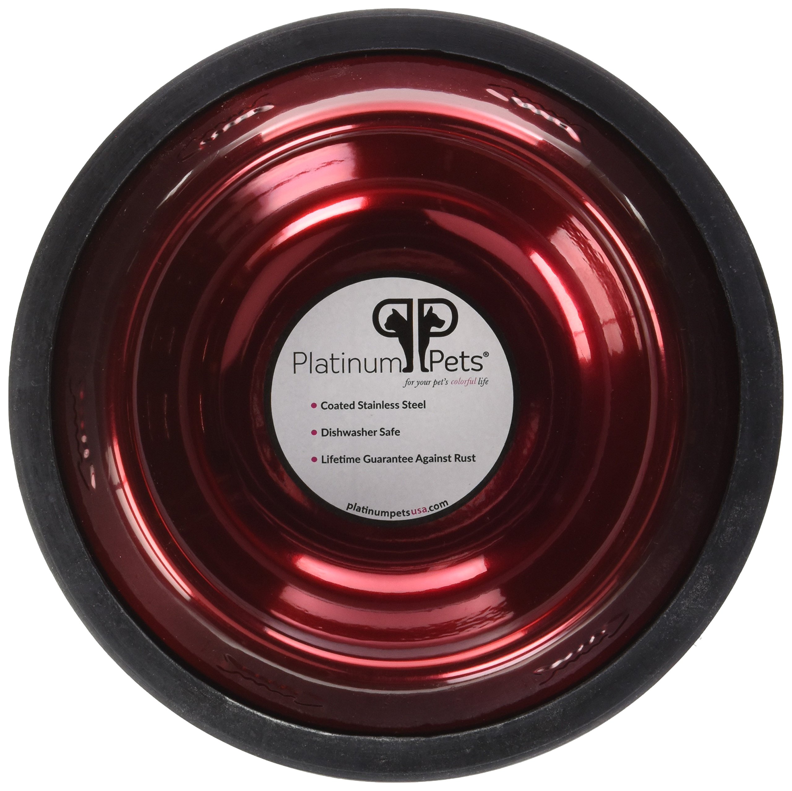 Platinum Pets Non-Slip Stainless Steel Dog Bowl - 6 oz, Candy Apple Red - Perfect for Small Dogs, Travel & Home Use