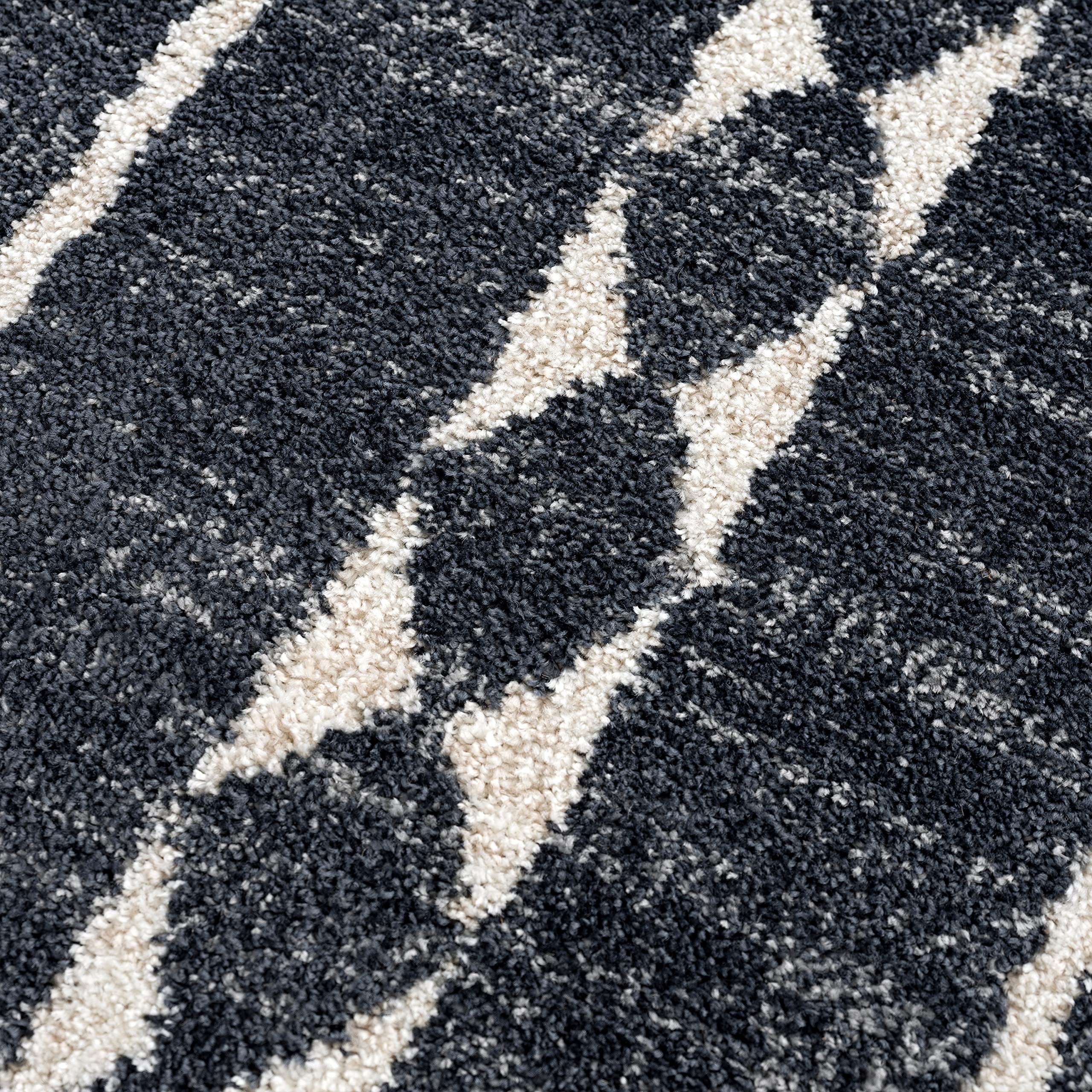 Abani Traditional Tribal Design Grey & Charcoal Dining Room Rug - 6' x 9' Non-Shedding Area Rug for Under Table, Living Room & Bedroom - Handmade Wool Rug for Home Decor & Warmth