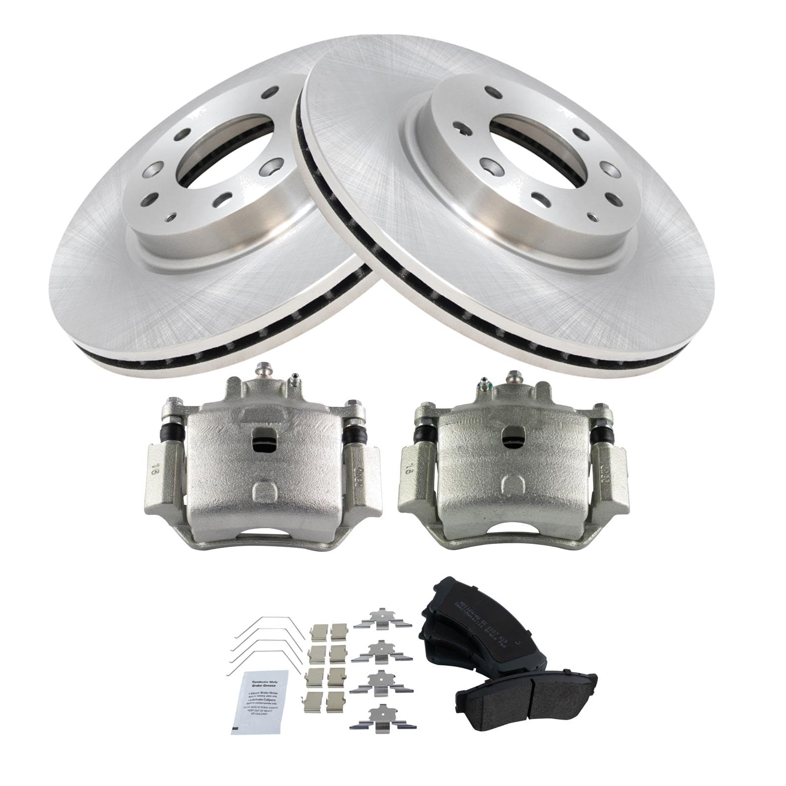 TRQ Front Metallic Brake Pad, Rotor & Caliper Kit for Ford Fusion, Mercury Milan & Lincoln MKZ (2006-2012) - High Performance Braking System for City Driving & Highway Safety