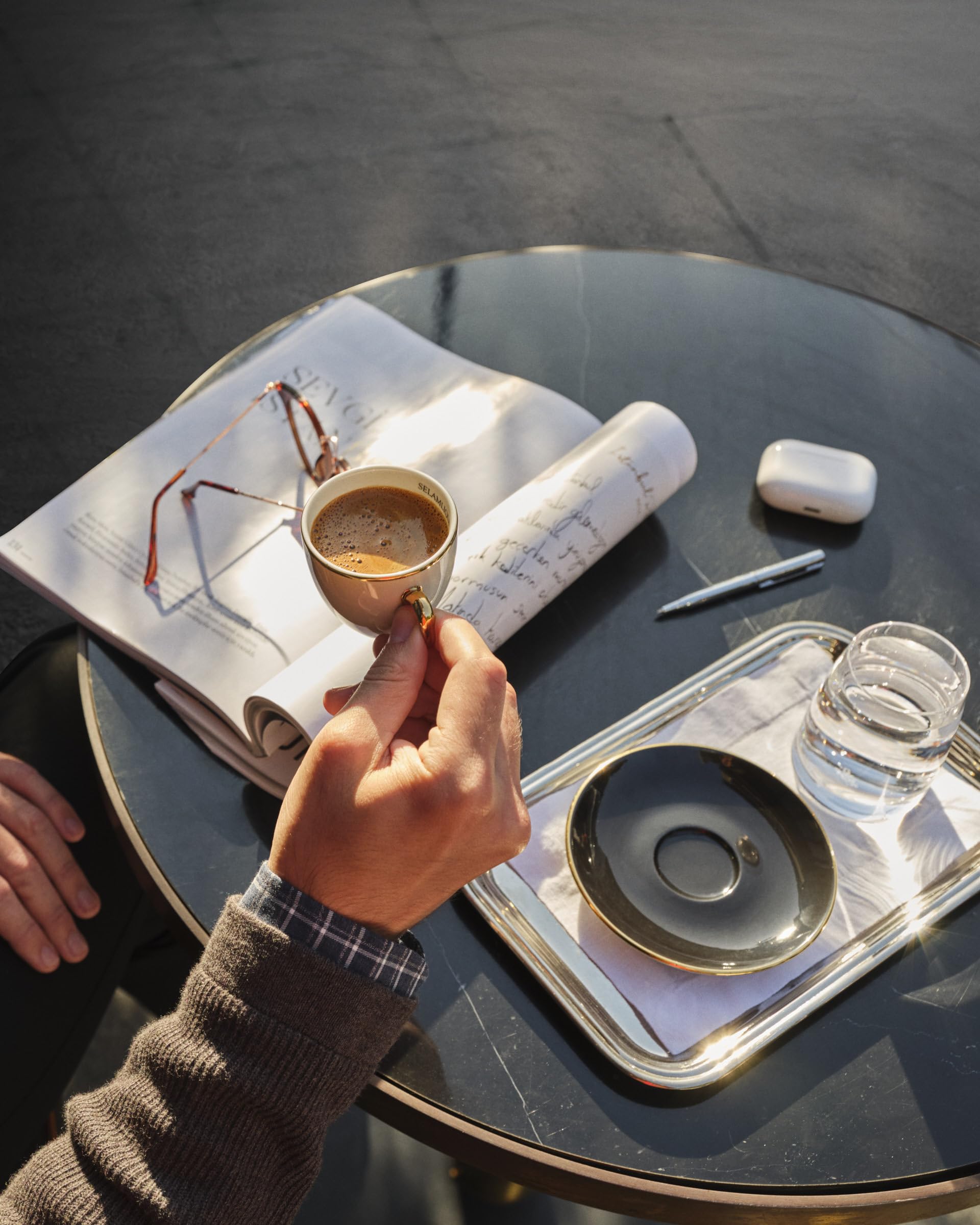 Premium Selamlique Turkish Coffee Istanbul Gift Set - 2.7 oz Espresso Cups with Saucers & Authentic Turkish Coffee in Elegant Black Box - Perfect for Home Brewing, Gifts & Traditional Coffee Ceremonies