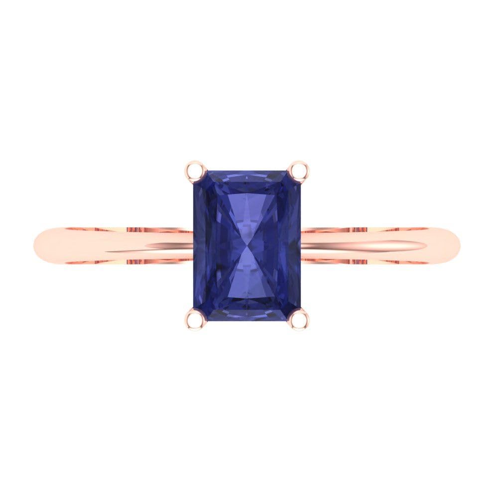 1.0 ct Radiant Cut Simulated Tanzanite Solitaire Ring - 18K Rose Gold Engagement Wedding Band for Women | Anniversary Promise Gift for Her | Perfect for Proposals, Bridal Jewelry & Special Occasions
