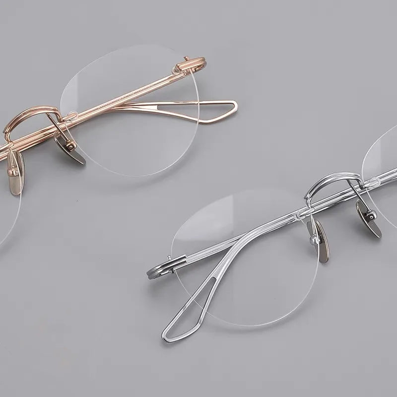 Aimee Women's Rimless Round Oval Titanium Eyeglasses 13439 - Lightweight & Durable Eyewear for Work, Reading & Everyday Fashion