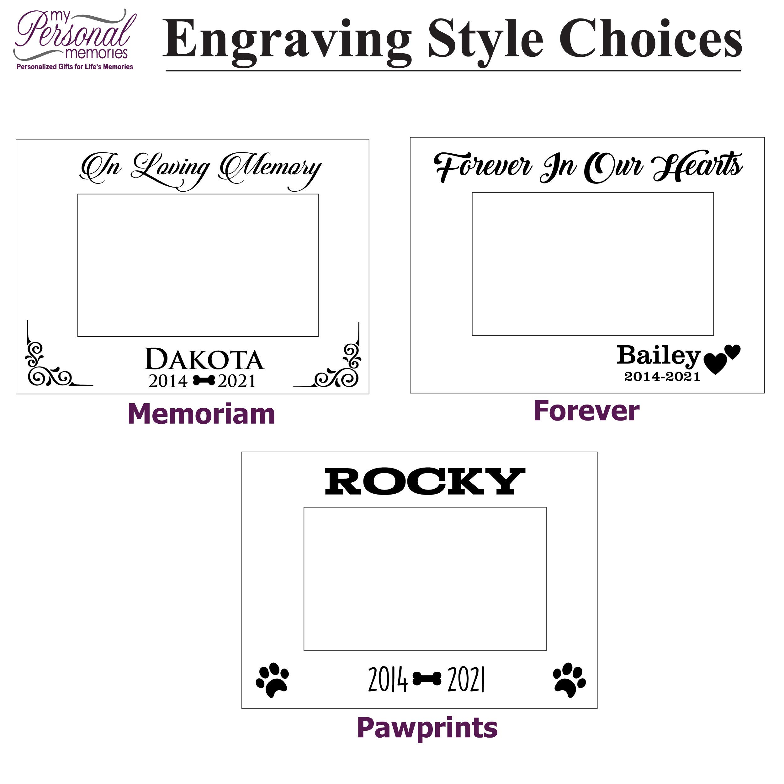 Custom Personalized Dog Memorial Picture Frame - Pet Loss Remembrance Gift for Dog Owners - Black with Silver Frame for Home, Office, or Memorial Display