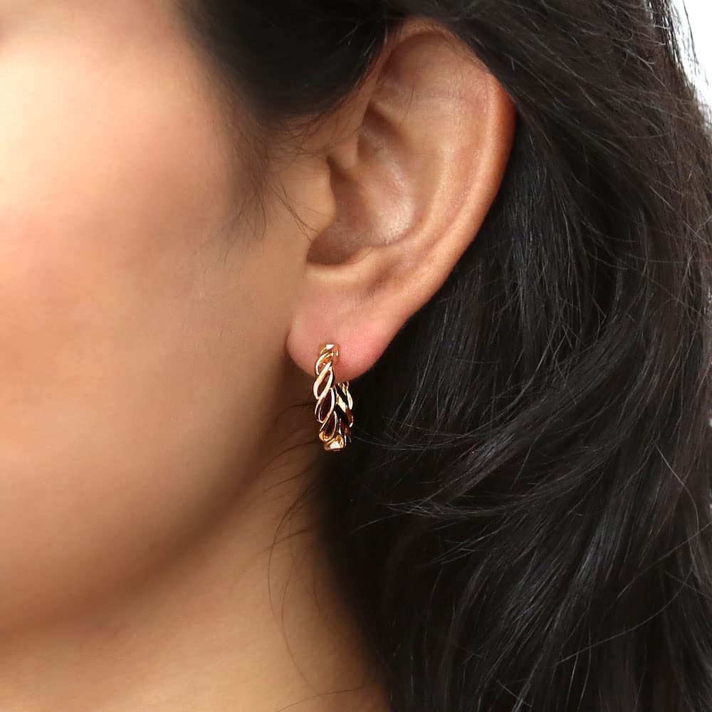 BERRICLE Sterling Silver Woven Hoop Earrings for Women - 0.72
