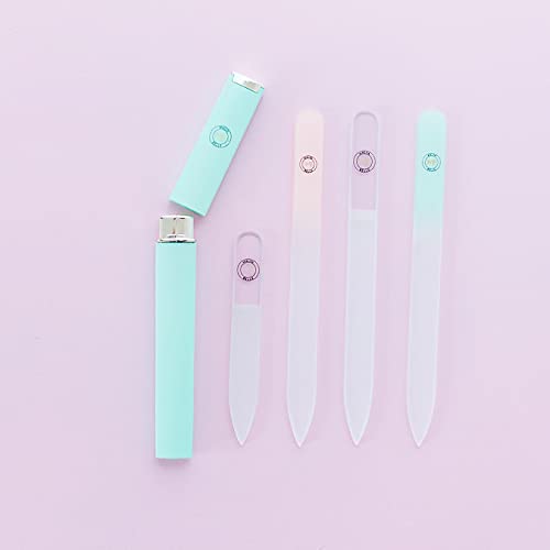 Premium Crystal Glass Nail File Set for Women - Professional Nail Shaper & Travel Case - 3mm Heavy Duty Nail File for Natural & Gel Nails - White Nail Care Essentials | Perfect for Home Manicures, Travel & Salon Use