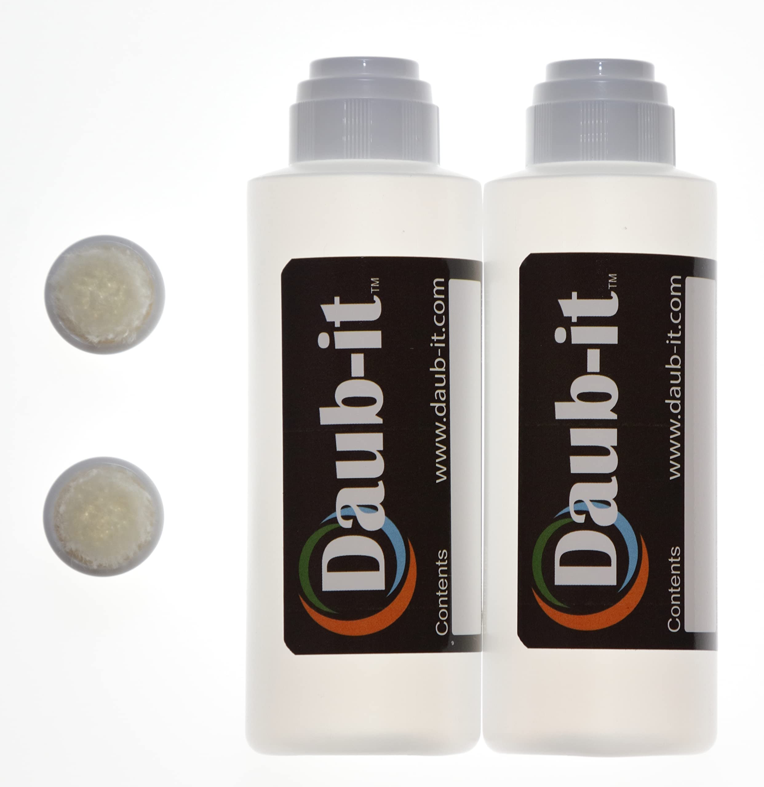 Daub-it Empty Bottles with Applicators - 4 oz Mohair Dauber Bottles - 2 Pack Set for Nail Polish, Leather Dye & Wood Staining
