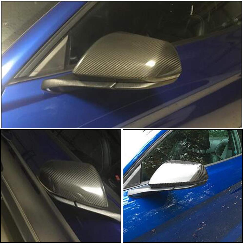 MCARCAR Carbon Fiber Mirror Cover for Ford Mustang GT 2015-2019 | Side Rearview Mirror Caps with Turn Signal Hole | Exterior Upgrade for Coupe & Convertible Models | Durable CF Shell for Enhanced Style & Protection (Perfect for Car Shows & Daily Driving)