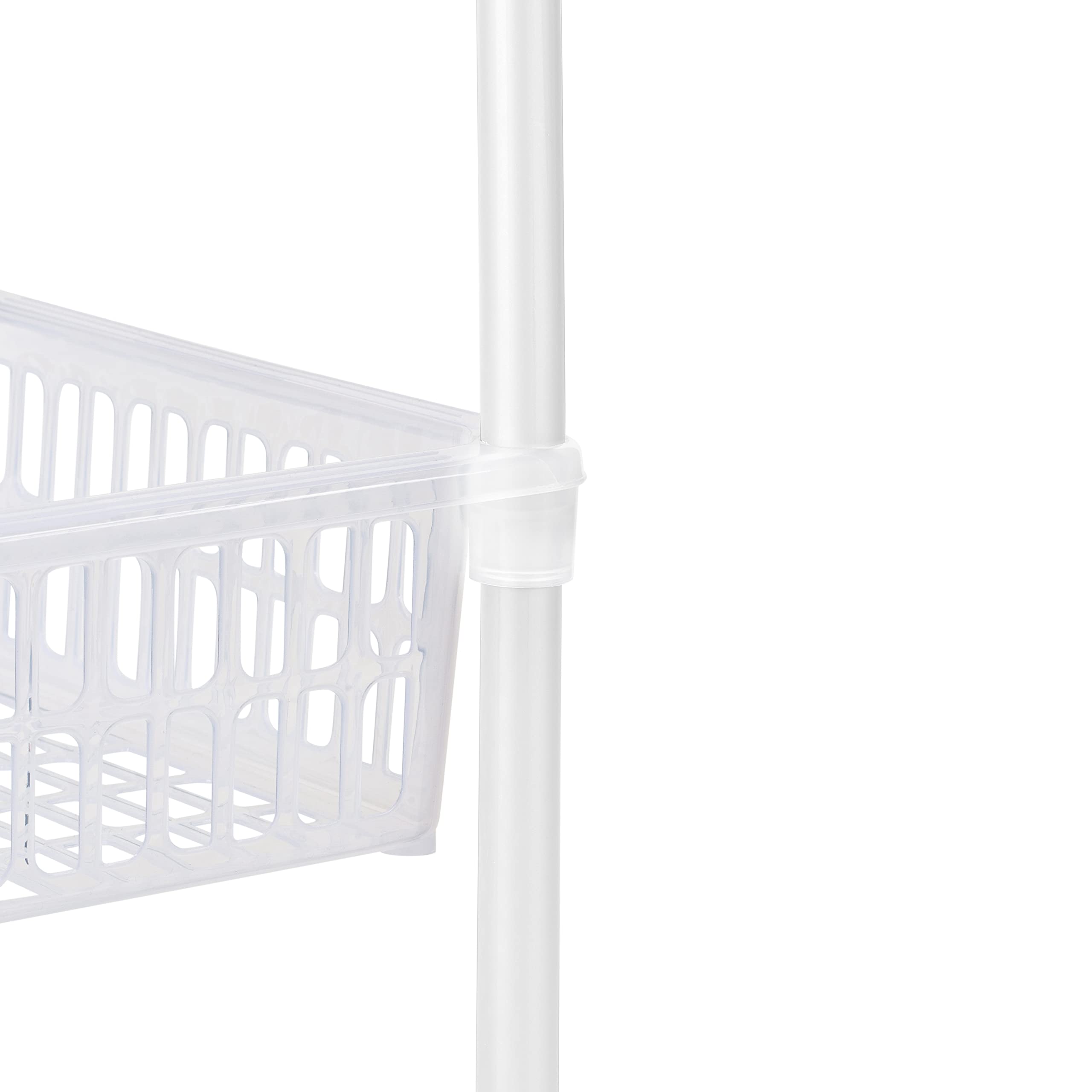 4-Tier Slim Basket Shelf Rack for Kitchen Storage & Organization - Space-Saving Organizer for Pantry, Bathroom, Laundry Room & Office - Perfect for Food, Supplies & Household Items (White) - Ideal for Small Spaces & Clutter-Free Homes