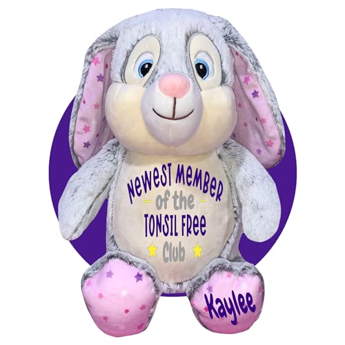 Personalized Tonsillectomy Recovery Gift for Kids - Get Well Soon After Surgery - Soft Face Heating Pad - Bubblegum Bunny Design by Kikilishop | Perfect Post-Surgery Comfort for Children