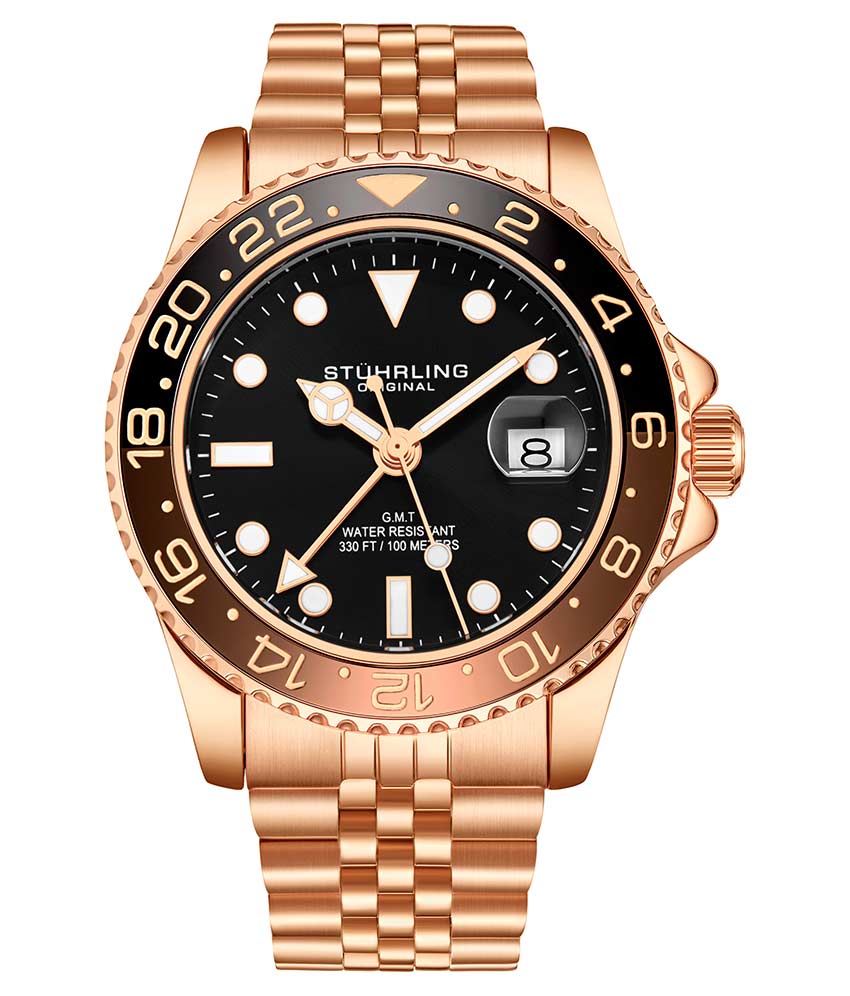 C968A GMT Quartz 42mm Diver Watch for Men - Waterproof Stainless Steel Sports Watch with Date Function - Perfect for Diving, Travel & Everyday Wear