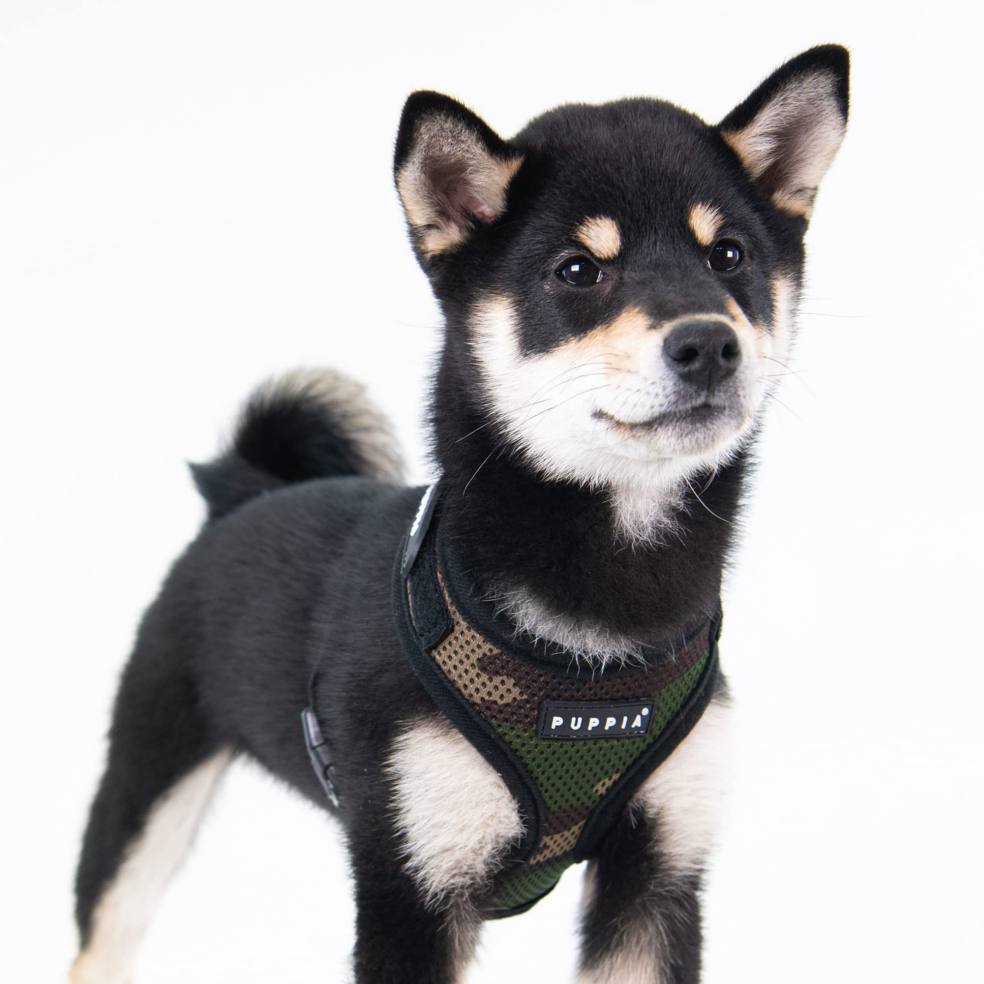 Puppia Soft Superior Dog Harness - Breathable Air Mesh No Pull No Choke Adjustable Vest for Small & Medium Dogs - Camouflage (L) - Perfect for Walking, Training & Outdoor Adventures
