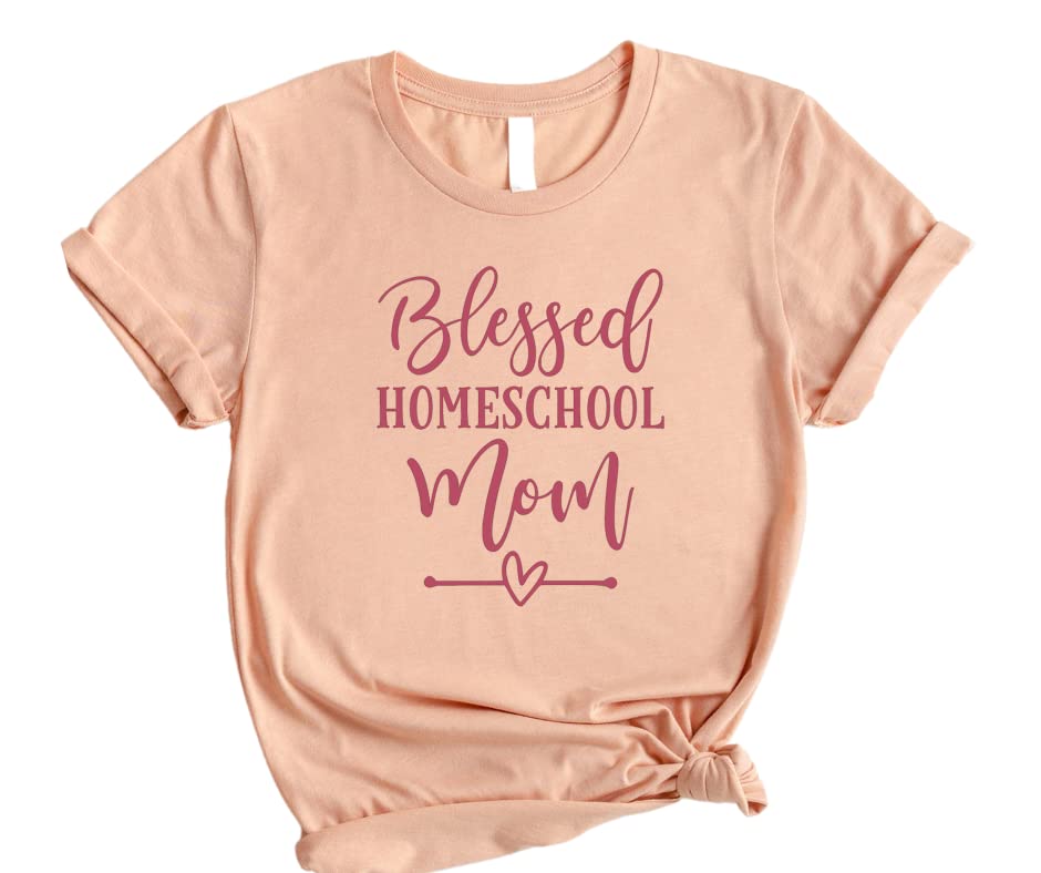 Blessed Homeschool Mom T-Shirt for Women - Cute Stay at Home Mom Gift, Mother's Day Present for Homeschooling Mama - Plus Size Homemaker Shirts - Perfect for Homeschooling, Parenting & Family Life