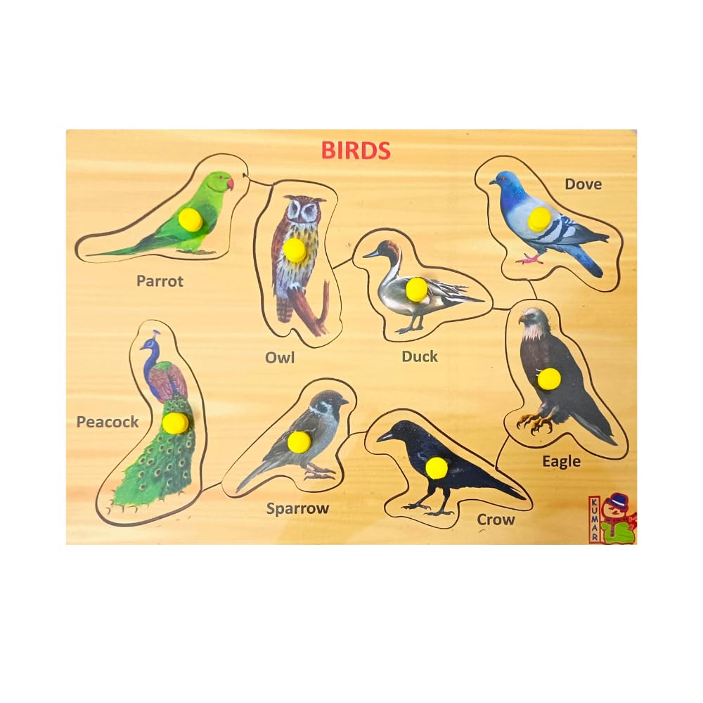 2-Pack Wooden Learning Boards & Jigsaw Puzzles – Educational Wooden Toys for Kids 3+ and Adults | Small Shapes & Birds Puzzle Set | Perfect for Early Childhood Development, Family Game Night, and Montessori Learning Activities