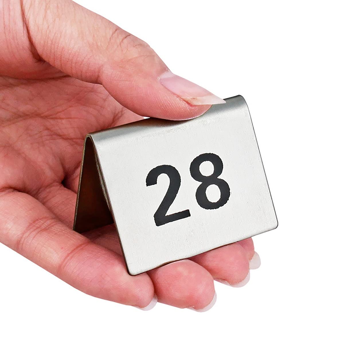 Stainless Steel Table Numbers 1-100, Double-Sided Tent Cards for Restaurants, Cafes & Bars - Elegant Table Markers for Weddings, Events & Dining Settings