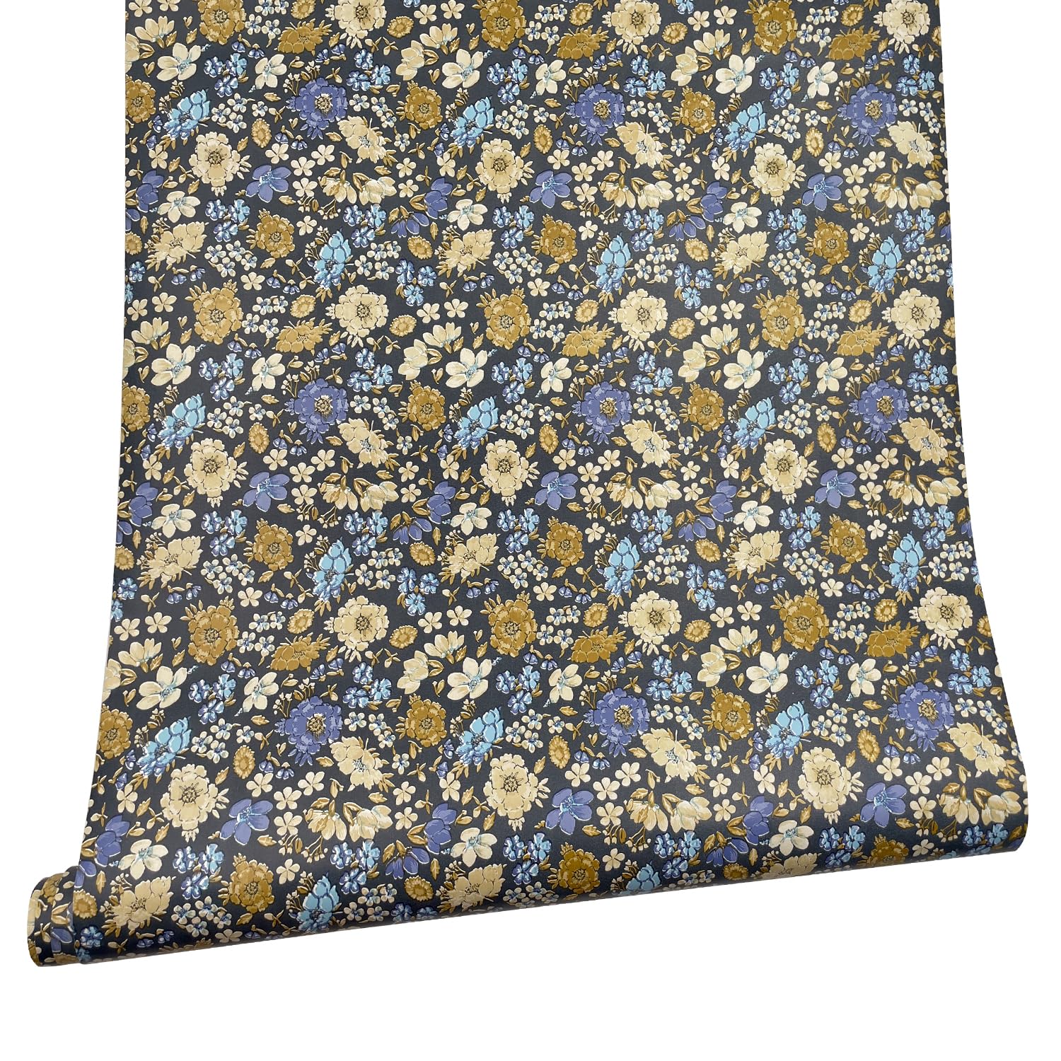 Yifely Self-Adhesive Shelf Liner - Removable Drawer Paper for Refurbishing Old Furniture, Makeup Dresser & Nightstands - Retro Floral Pattern (17.7