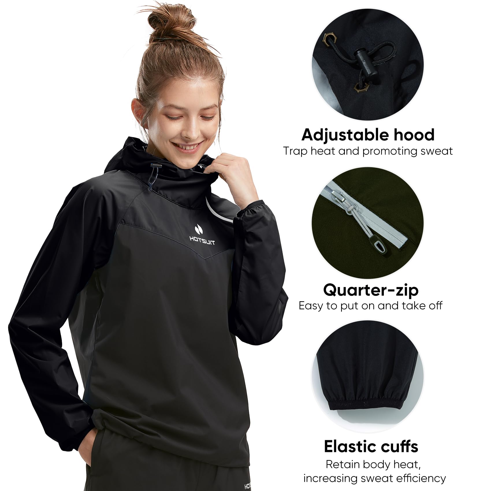 HOTSUIT Sauna Suit for Women - Weight Loss Workout Jacket with Hood | Sweat Suit for Boxing, Gym & Fitness Training | Perfect for Home Exercise, Running & Sauna Sessions