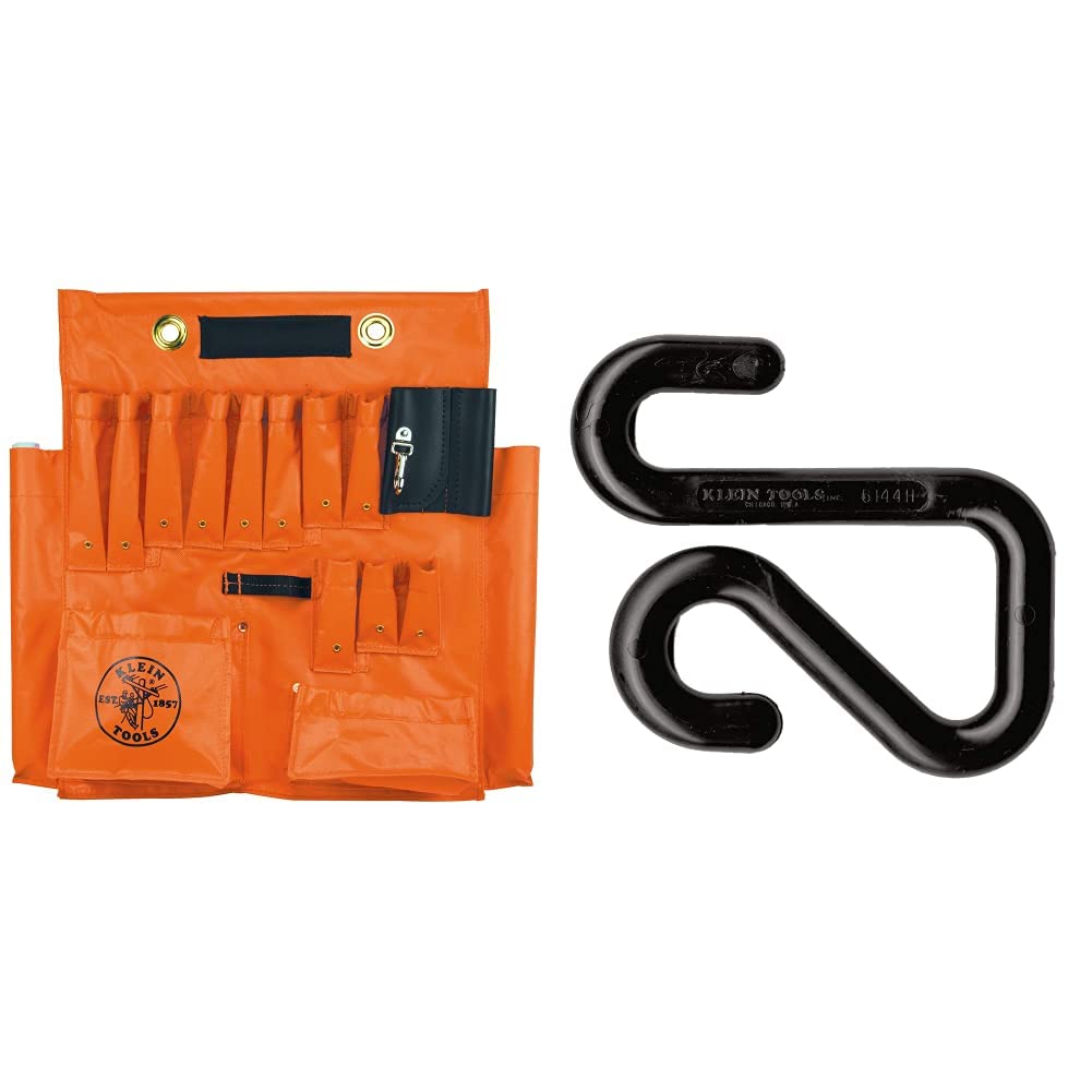 Klein Tools 51829M Magnetic Aerial Apron with 5144H Hook - Durable Utility Belt for Aerial Basket Work & Telecom Line Maintenance | Perfect for Linemen, Electricians & Telecom Technicians