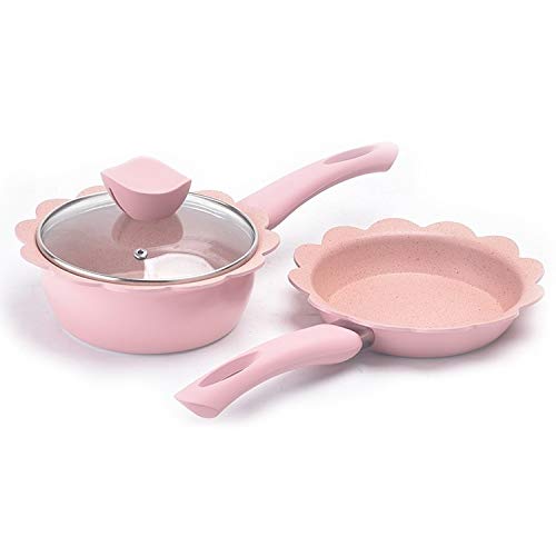 Non-Stick Maifan Stone Baby Food Pot - Pink Milk Pan with Lid, Safe & Healthy Cooking for Infants | Ideal for Homemade Puree, Heating Milk, and Small Portion Meals