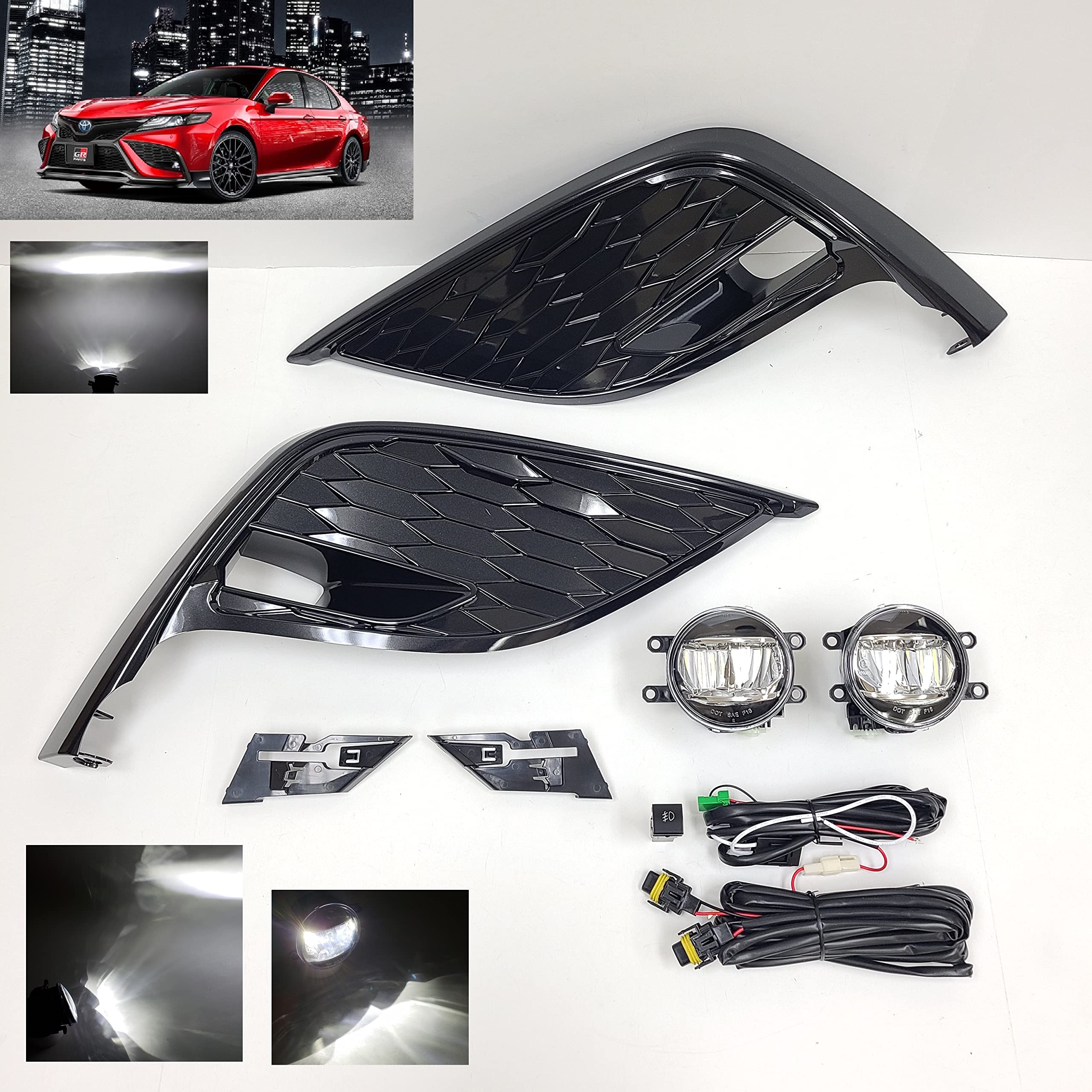 2021-2022 Toyota Camry SE XSE LED Fog Lights Kit - OE Style Clear Lens Fog Lamp Assembly - Perfect for Night Driving & Bad Weather Visibility