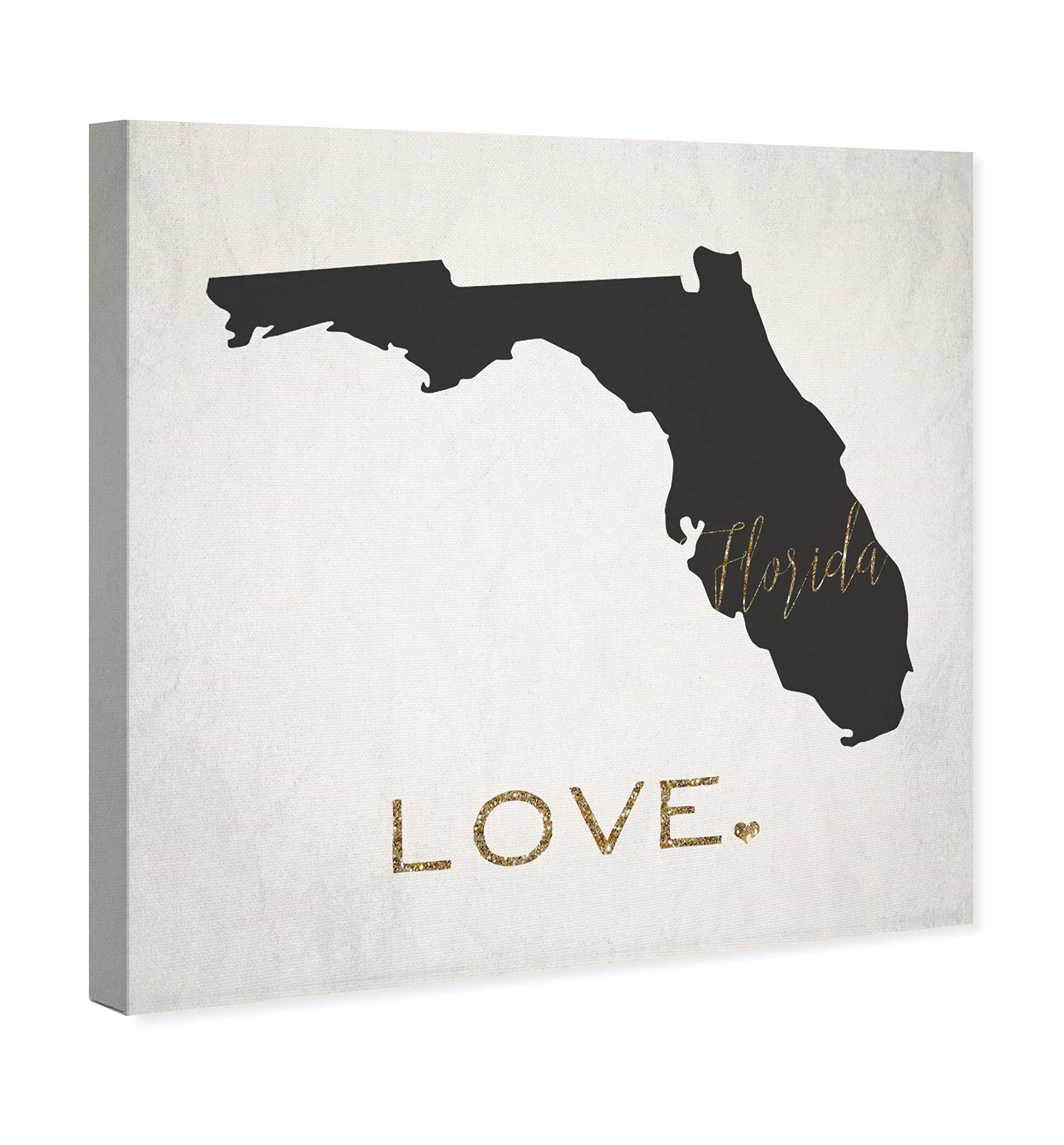 Oliver Gal Artist Co. Florida Love Map Wall Art - 16x16 Inch Black & Gold Canvas Print for Home Decor | Perfect for Living Room, Bedroom & Office Wall Art