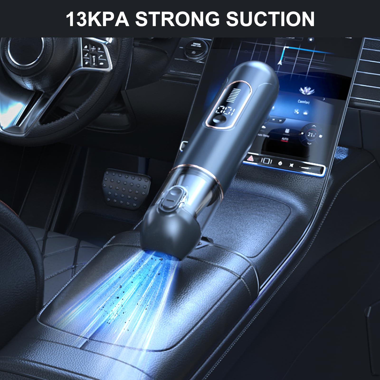 13000Pa Powerful Cordless Car Vacuum Cleaner - 2 in 1 Blow & Suction, Rechargeable Handheld Vacuum with Low Noise | Perfect for Car Detailing, Home Cleaning, Pet Hair Removal & Office Maintenance