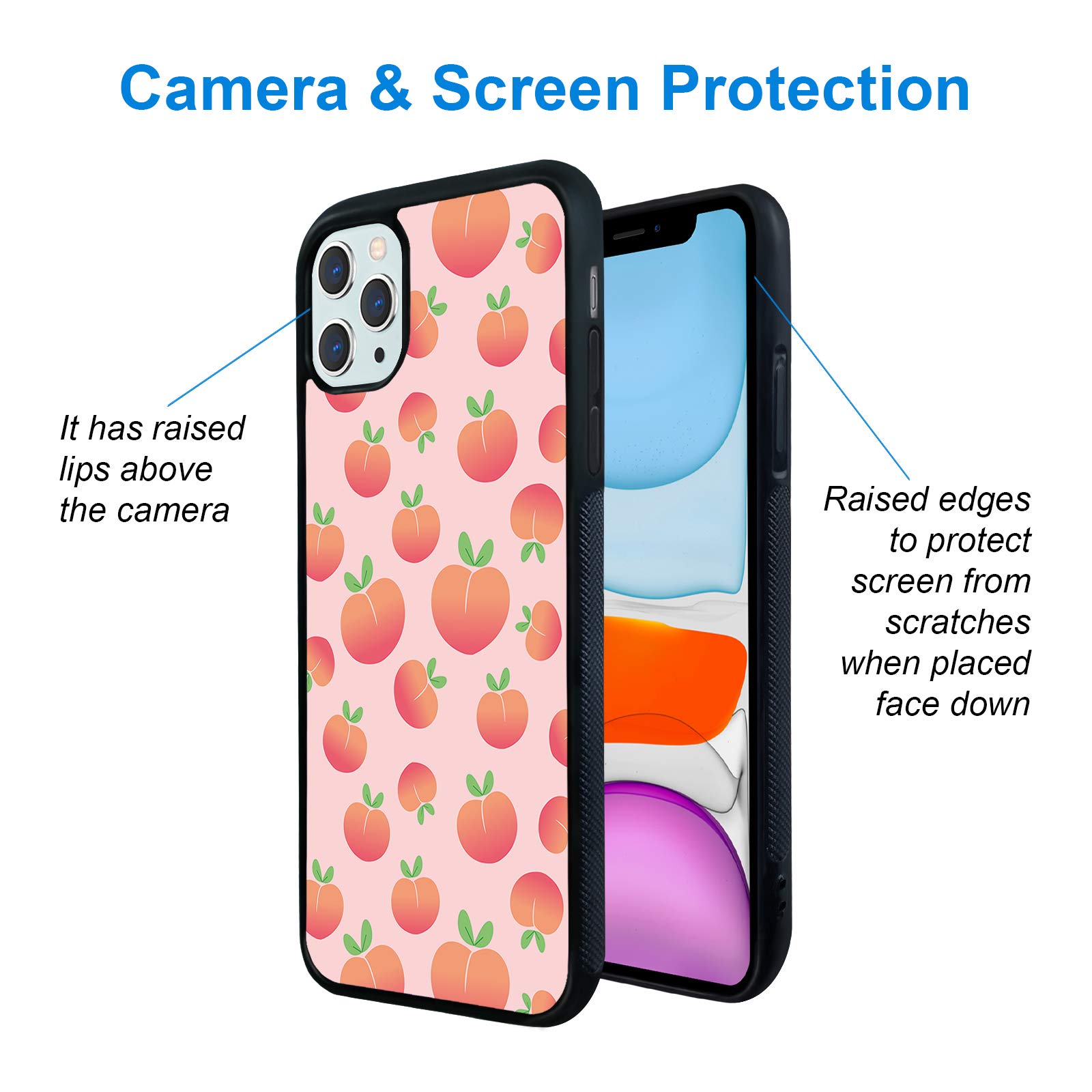 Shockproof Ombre Floral Phone Case for iPhone 11 Pro Max 6.1 Inch - Cute Pink Peaches Design Protective Cover for Women Girls Teens | Perfect for Everyday Use, School, Work & Travel