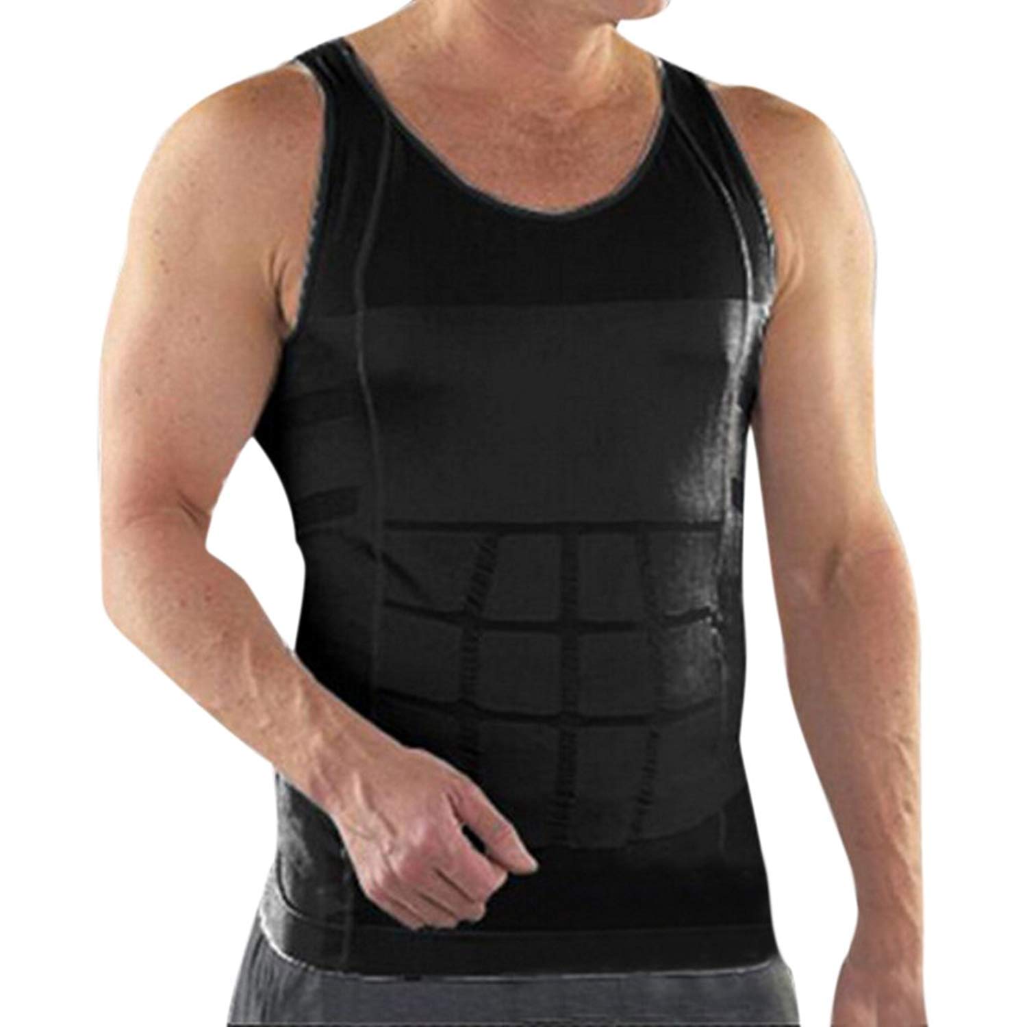 Luxedore Men's Slimming Body Shaper Undershirt - Waist Trainer Vest for Weight Loss & Tummy Control - Perfect for Gym, Workout, and Everyday Wear