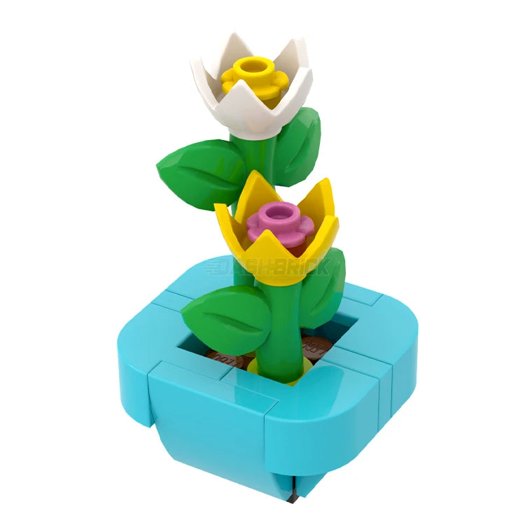 LEGO Brickanicals #6 Yellow & White Lily Building Kit [MiniMOC] - Creative Botanical Flower Set for Home Decor, Gift & STEM Learning
