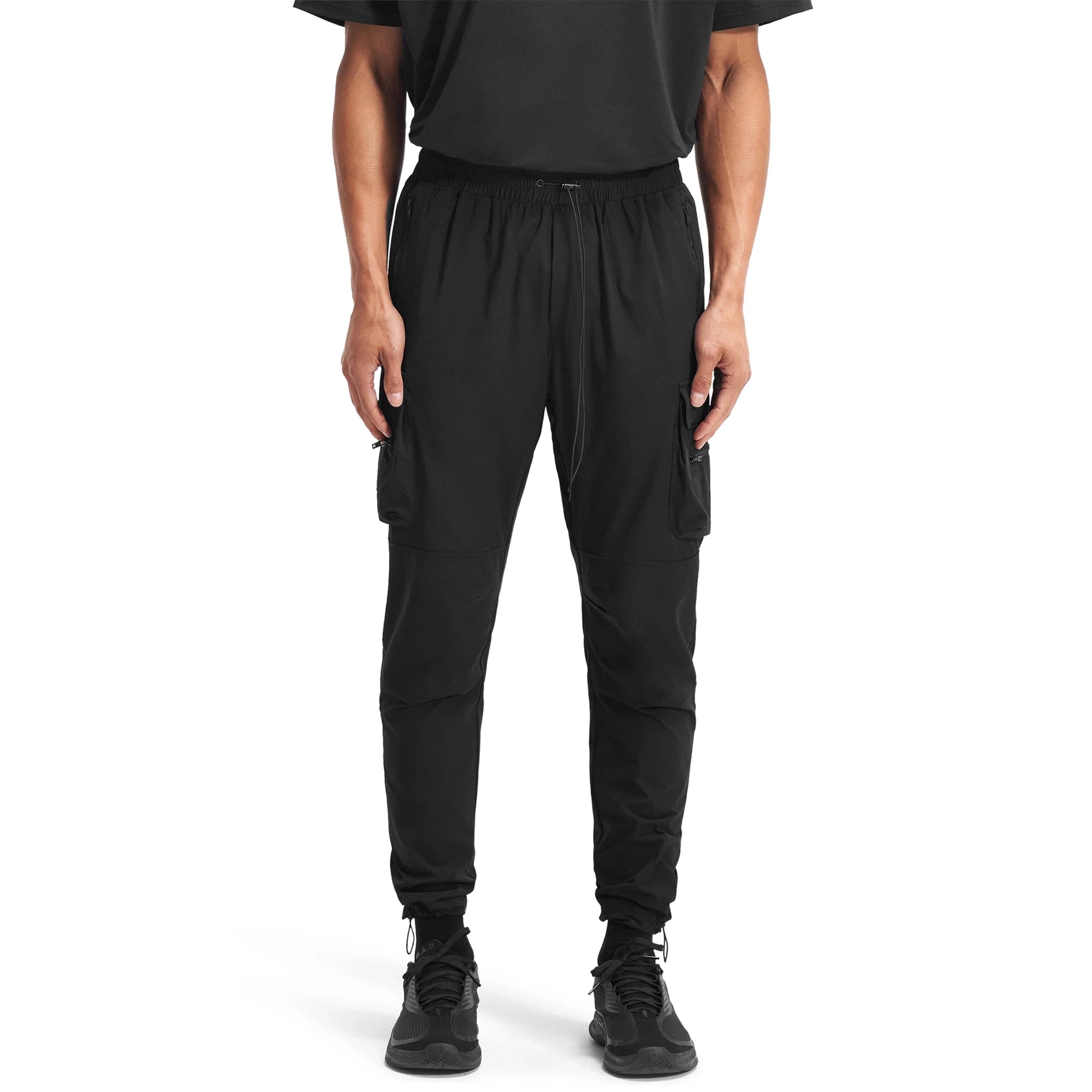 Represent 247 Black Cargo Pants for Men - Stylish Military Tactical Pants with Multiple Pockets - Perfect for Outdoor, Work, and Casual Wear