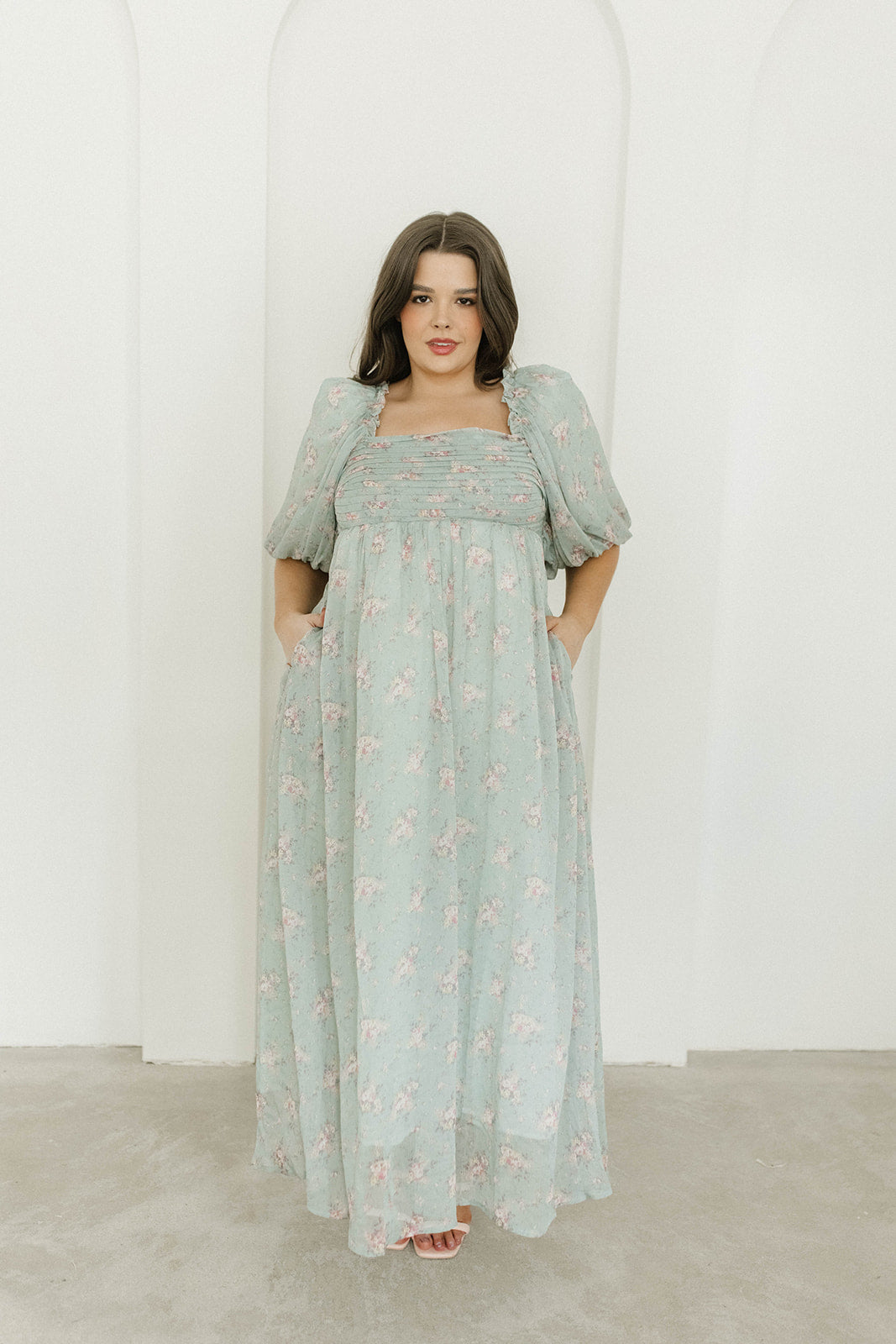 Melody Maxi Dress - Turquoise Floral Print, Bump Friendly & Inclusive Sizing (S-3XL) | Perfect for Maternity, Beach Vacations & Summer Weddings