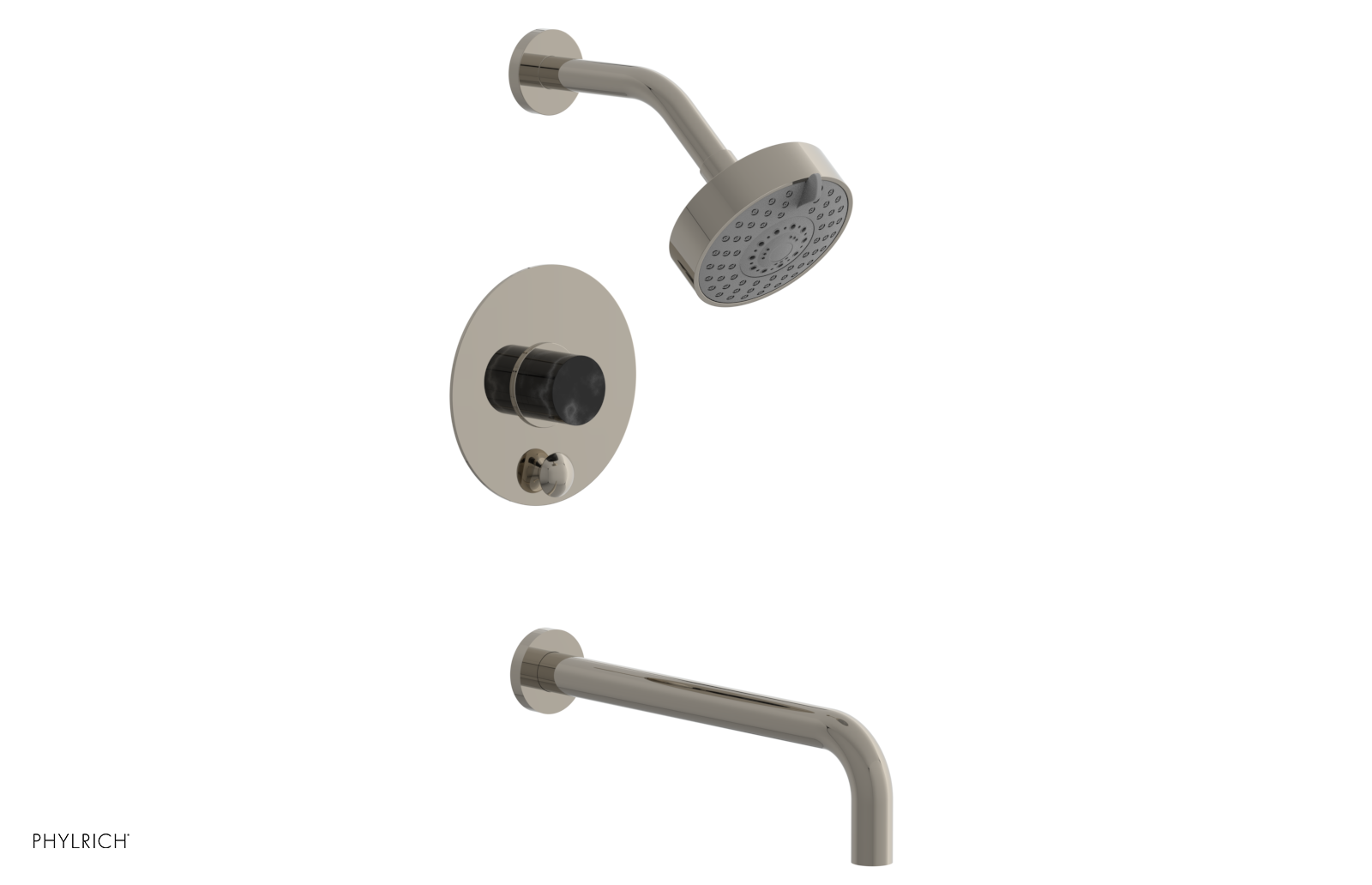 BASIC II 12 Pressure Balance Tub and Shower Set - Black Marble Finish, 230 28 12 - Perfect for Modern Bathroom Renovations & Spa-Like Showers