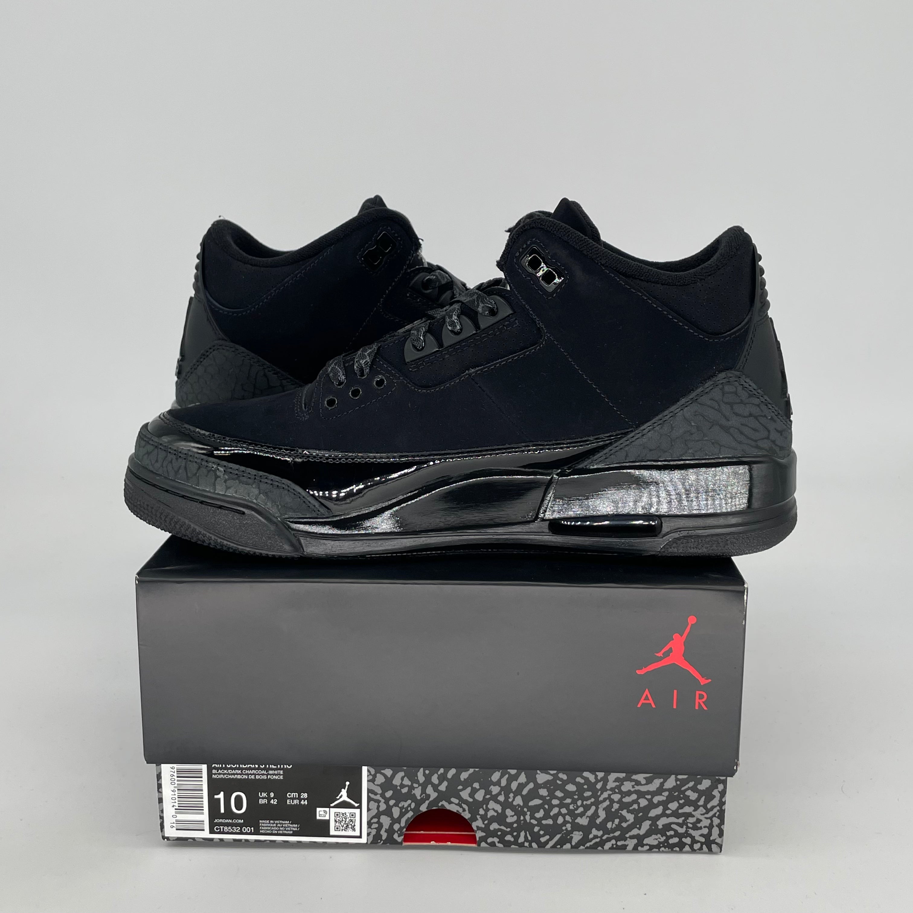 AIR JORDAN 3 Black Cat Men's Basketball Shoes Size 10/11.5W - Style CT8532-001 | Retro Sneakers for Streetwear & Casual Outfits