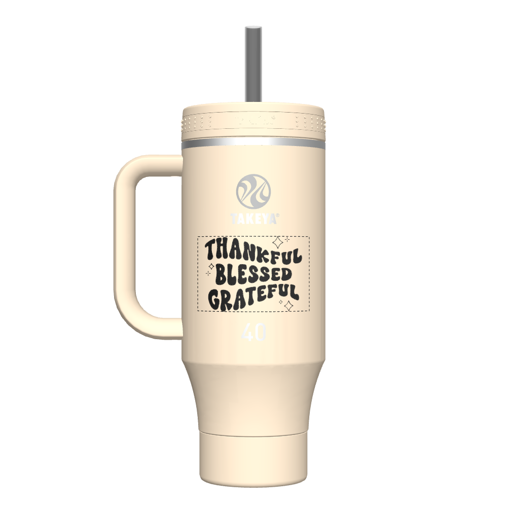 40oz Insulated Tumbler with Handle & Straw - Customized Name/Logo - Keeps Drinks Cold 24Hrs & Hot 12Hrs - Perfect for Coffee, Smoothies, Gym & Outdoor Activities