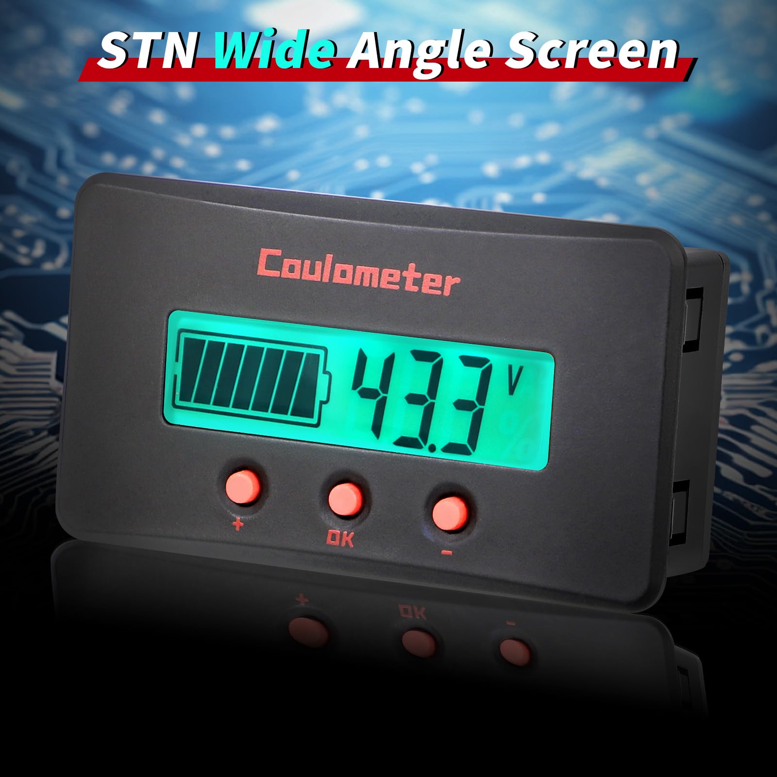 DROK DC Multi Tester 8-120V 100A with Wide Angle Curved Screen - Digital Volt Amp Watt Capacity Battery Monitor for 12V 24V 36V 48V 110V Systems - Includes Shunt & 2m USB Cable - Perfect for Marine, Car, RV, Solar & Off-Grid Power Monitoring