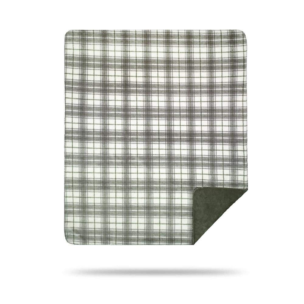 Denali Ultimate Comfort Plaid Throw Blanket - Soft Plush Hand-Stitched Cozy Blanket Made in USA - Tartan Plaid Driftwood Design for Sofa, Bed & Winter Warmth