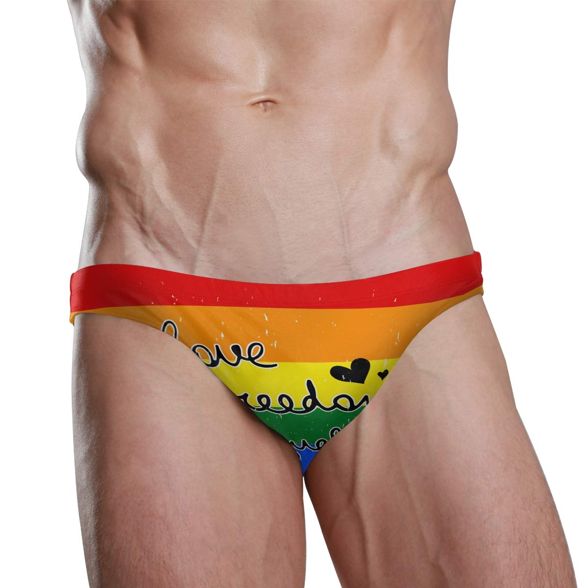 Rainbow Pride Swim Brief for Men - 3XL Beach Bikini Underwear for Big Men
