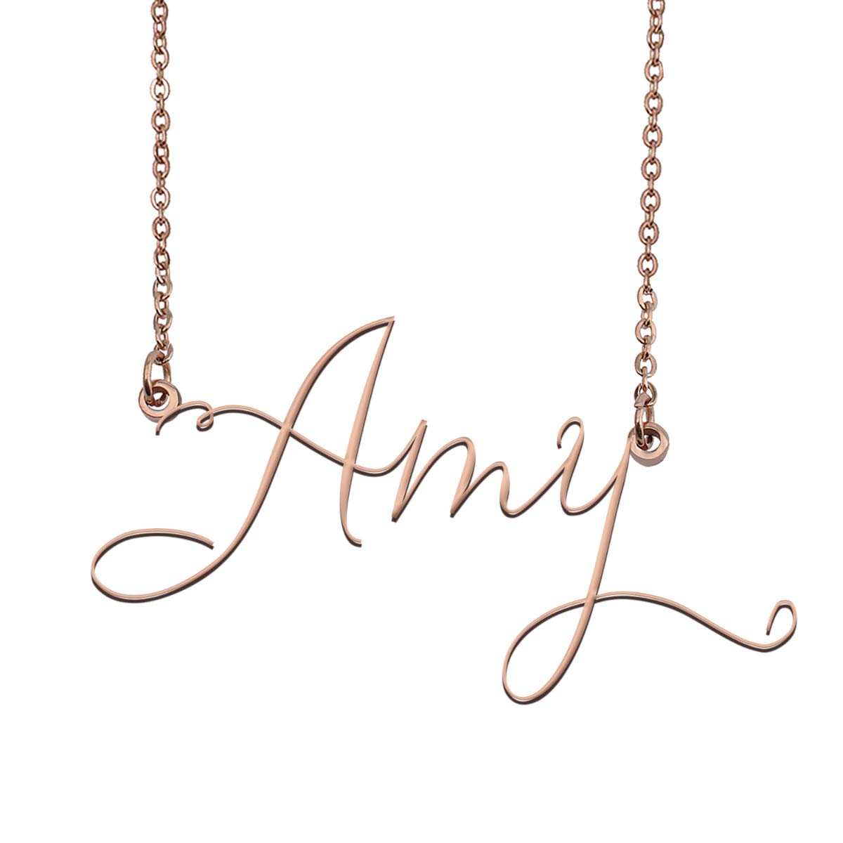 Personalized Rose Gold Name Necklace - Custom Name Plate & Name Tag Pendant Jewelry for Women - Perfect Gift for Birthday, Anniversary & Special Occasions