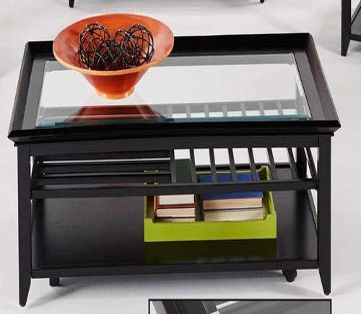 Progressive Furniture Sandpiper Castered Rectangular Cocktail Table in Black - Perfect for Living Rooms, Lounges, and Entertainment Spaces