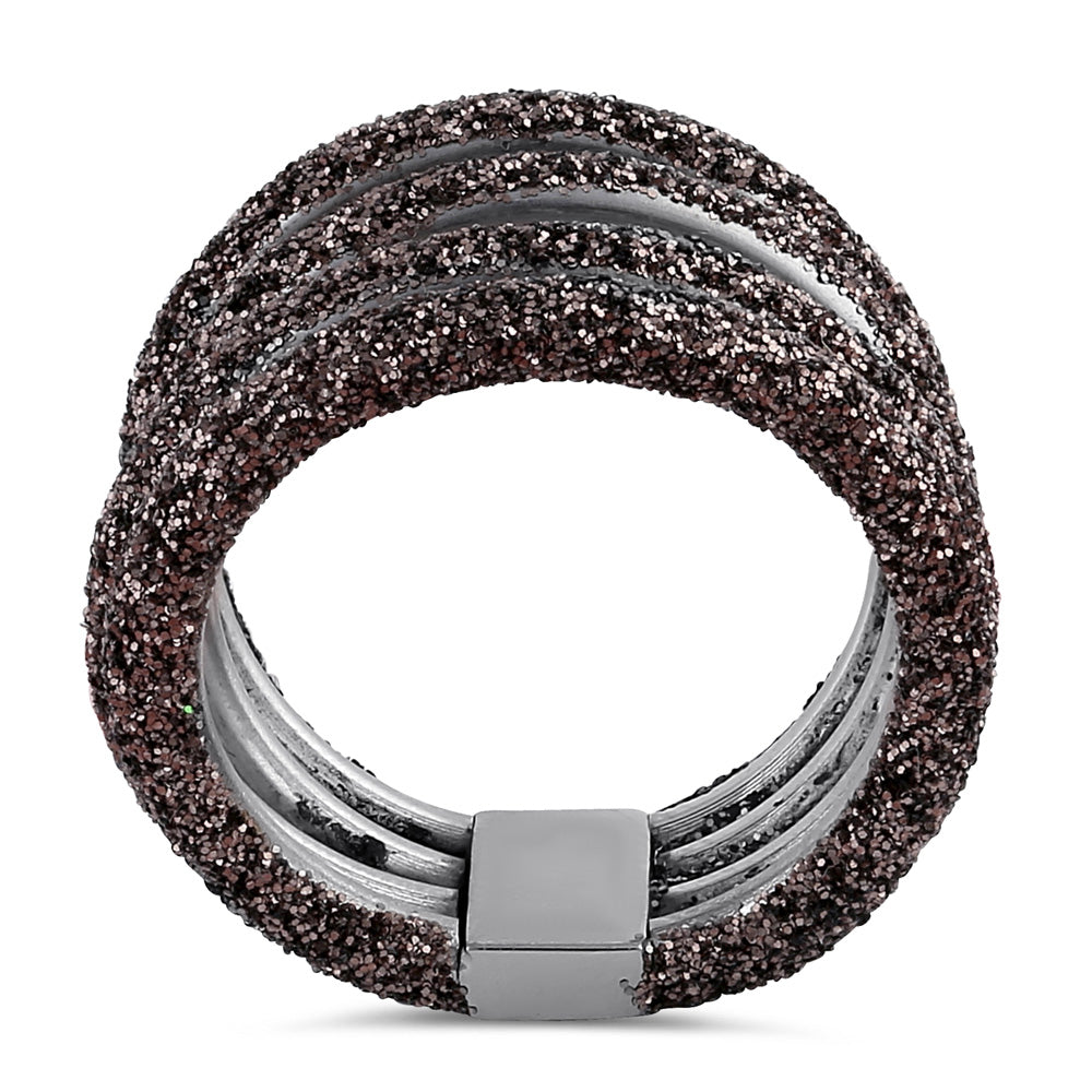 Stainless Steel Layered Brown Stardust Ring for Women - Elegant Boho Jewelry for Everyday Wear, Parties & Gifts