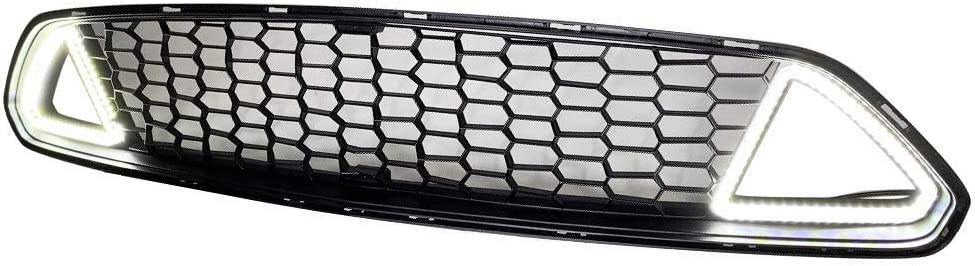 2015-2017 Ford Mustang Front Bumper Grille with LED Lights - Black Mesh Hood Insert for Enhanced Style & Performance | Perfect for Car Shows & Night Driving