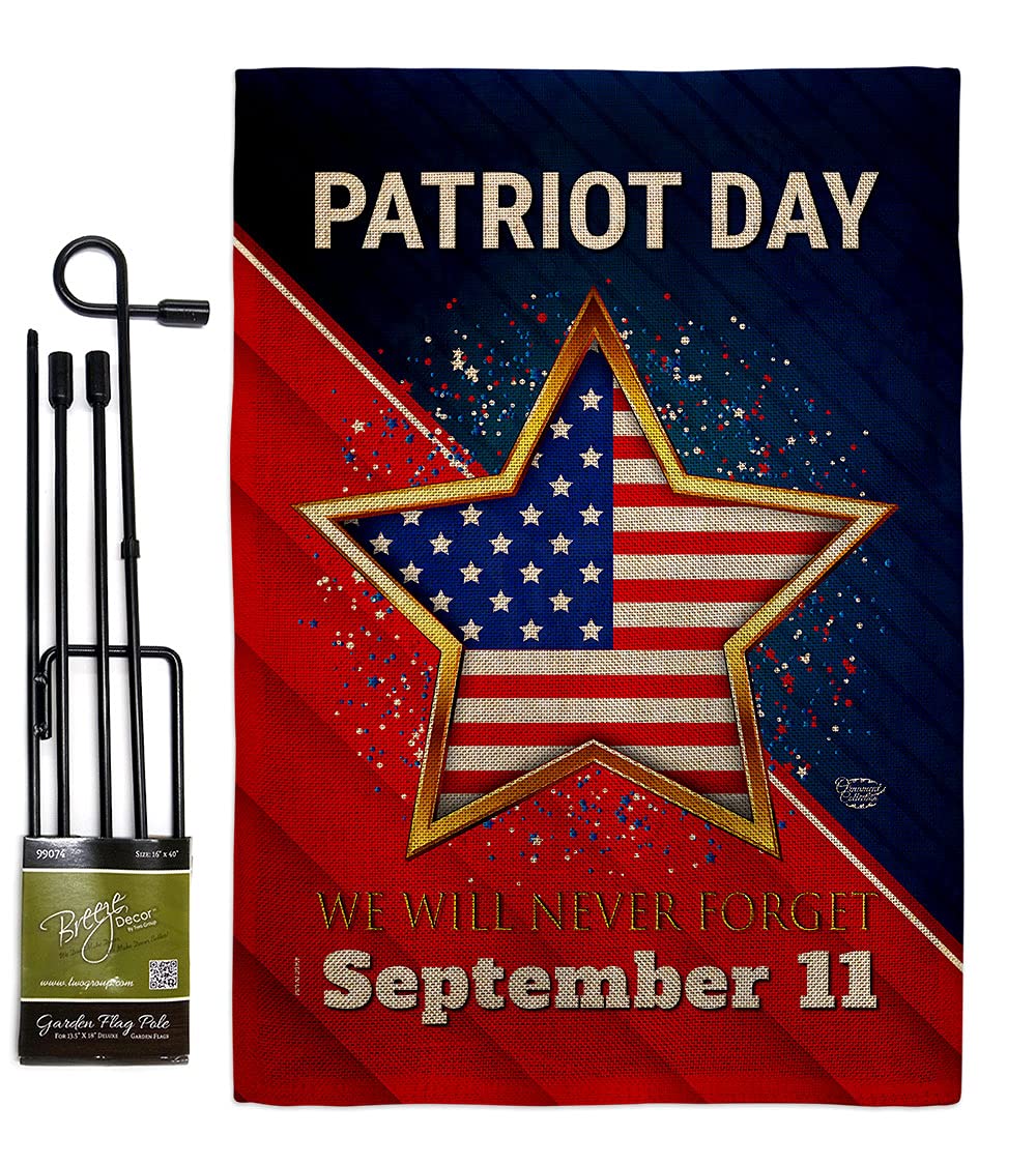 9/11 Memorial Burlap Garden Flag - Patriotic Double-Sided 13x18.5in for Yard & Home